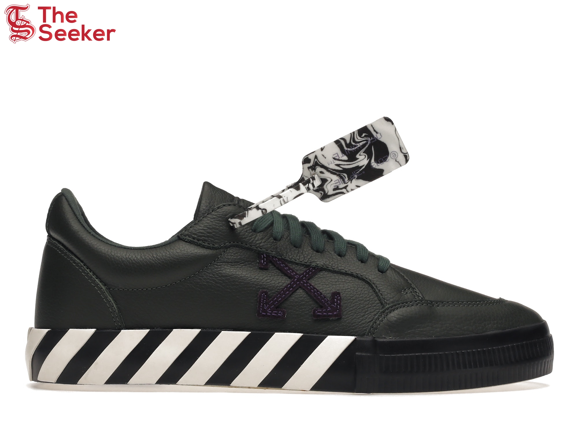 OFF-WHITE Vulc Low Dark Green Leather