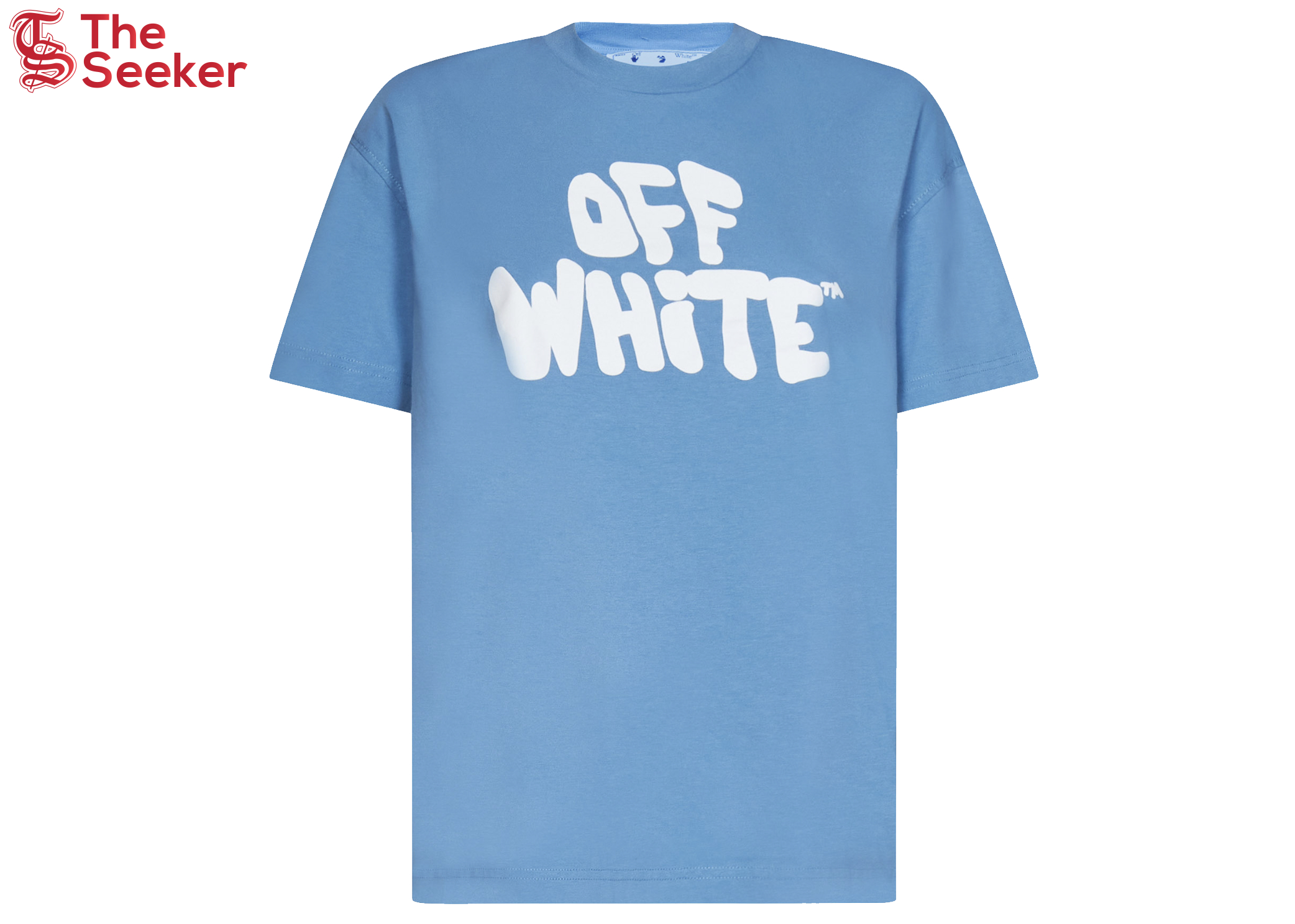 OFF-WHITE Women's 70s Type Logo Casual S/S T-shirt Light Blue/White