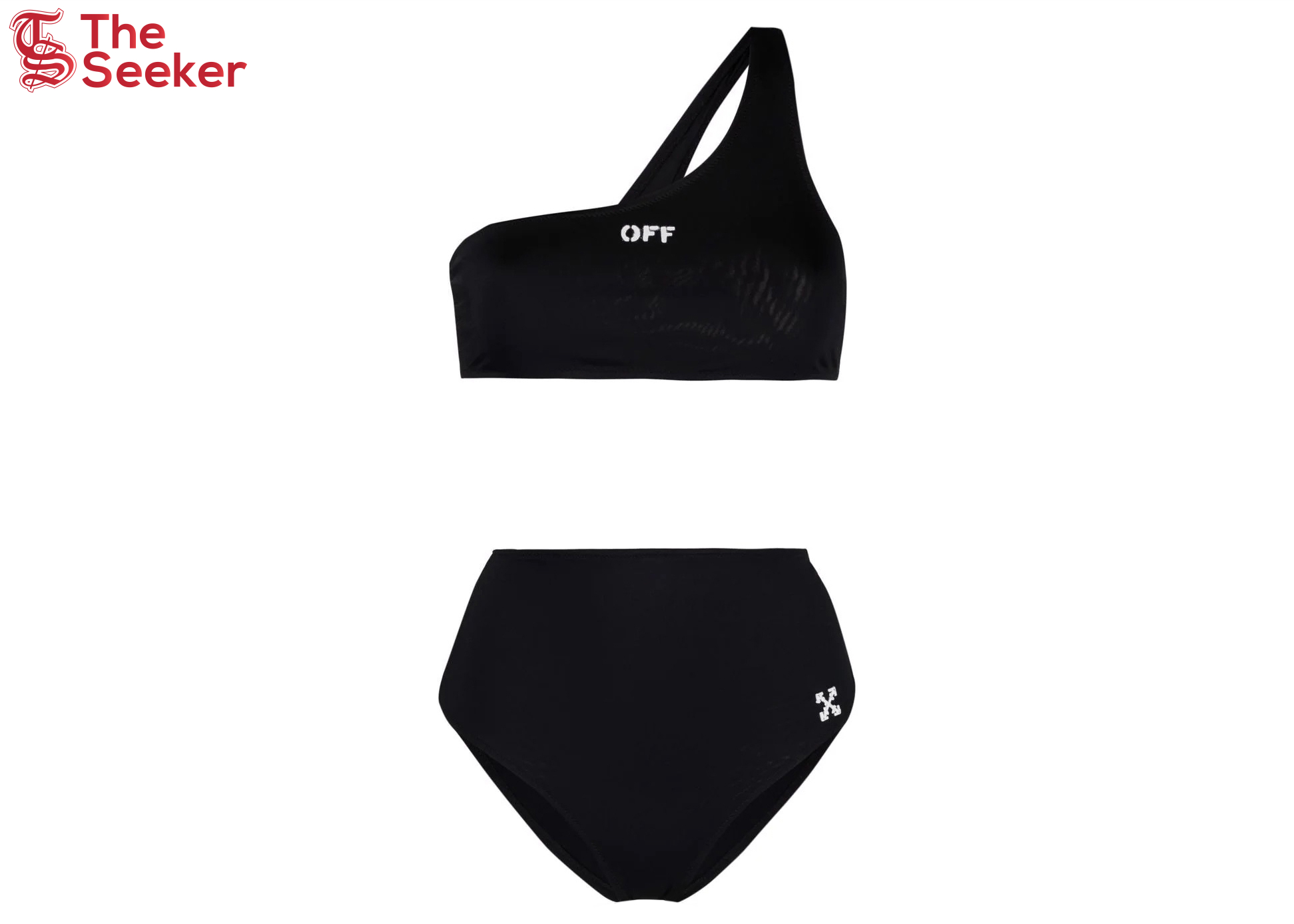 OFF-WHITE Women's Off Stamp Arrows Motif High Waist Bikini Swimsuit Black/White