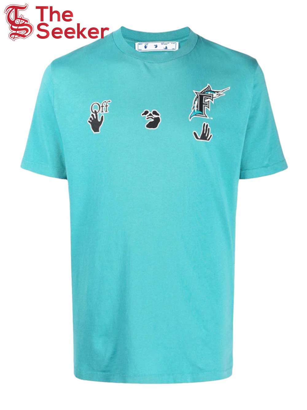 OFF-WHITE x MLB Miami Marlins T-Shirt Lake Blue/Black