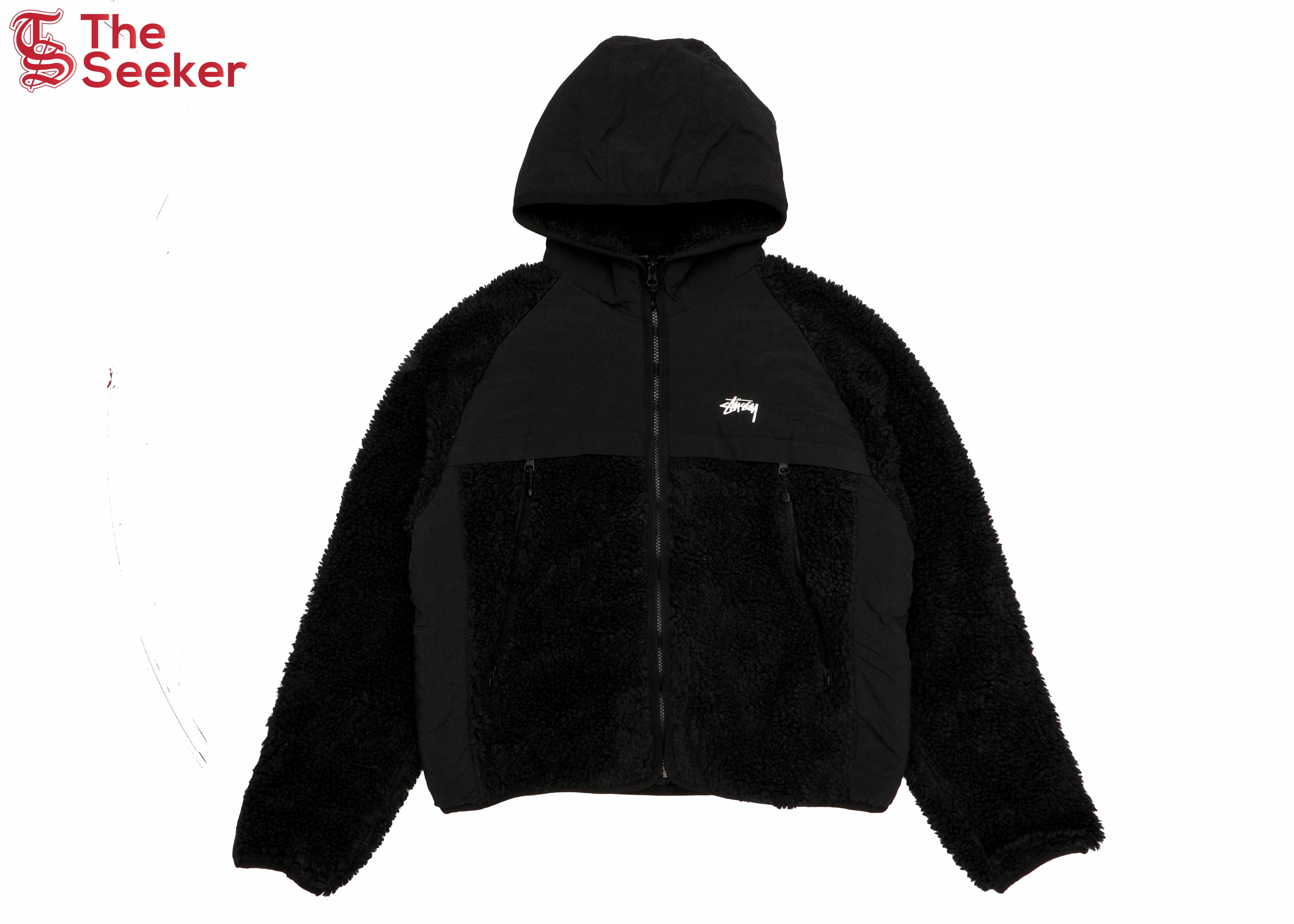 Stussy Sherpa Paneled Hooded Jacket Black