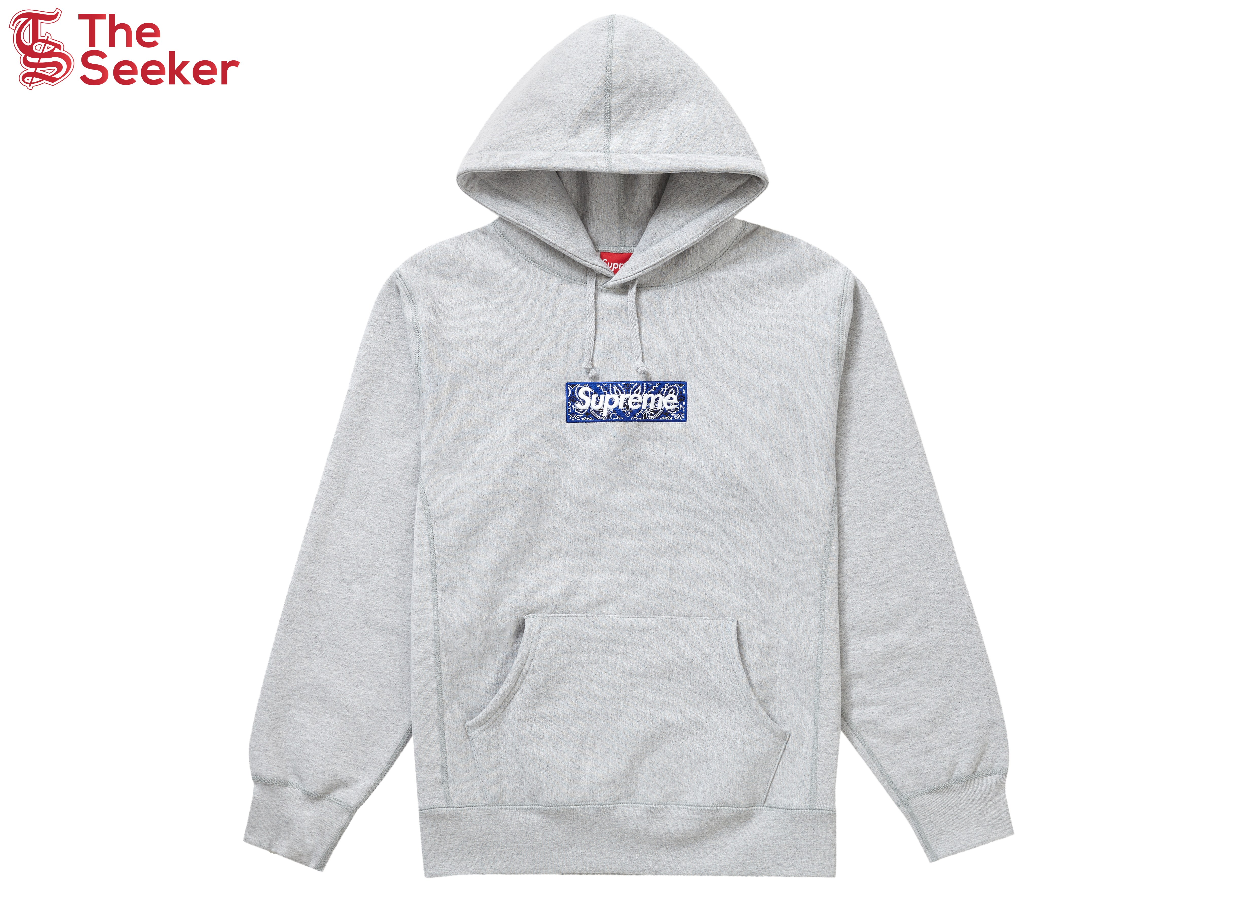 Supreme Bandana Box Logo Hooded Sweatshirt Heather Grey