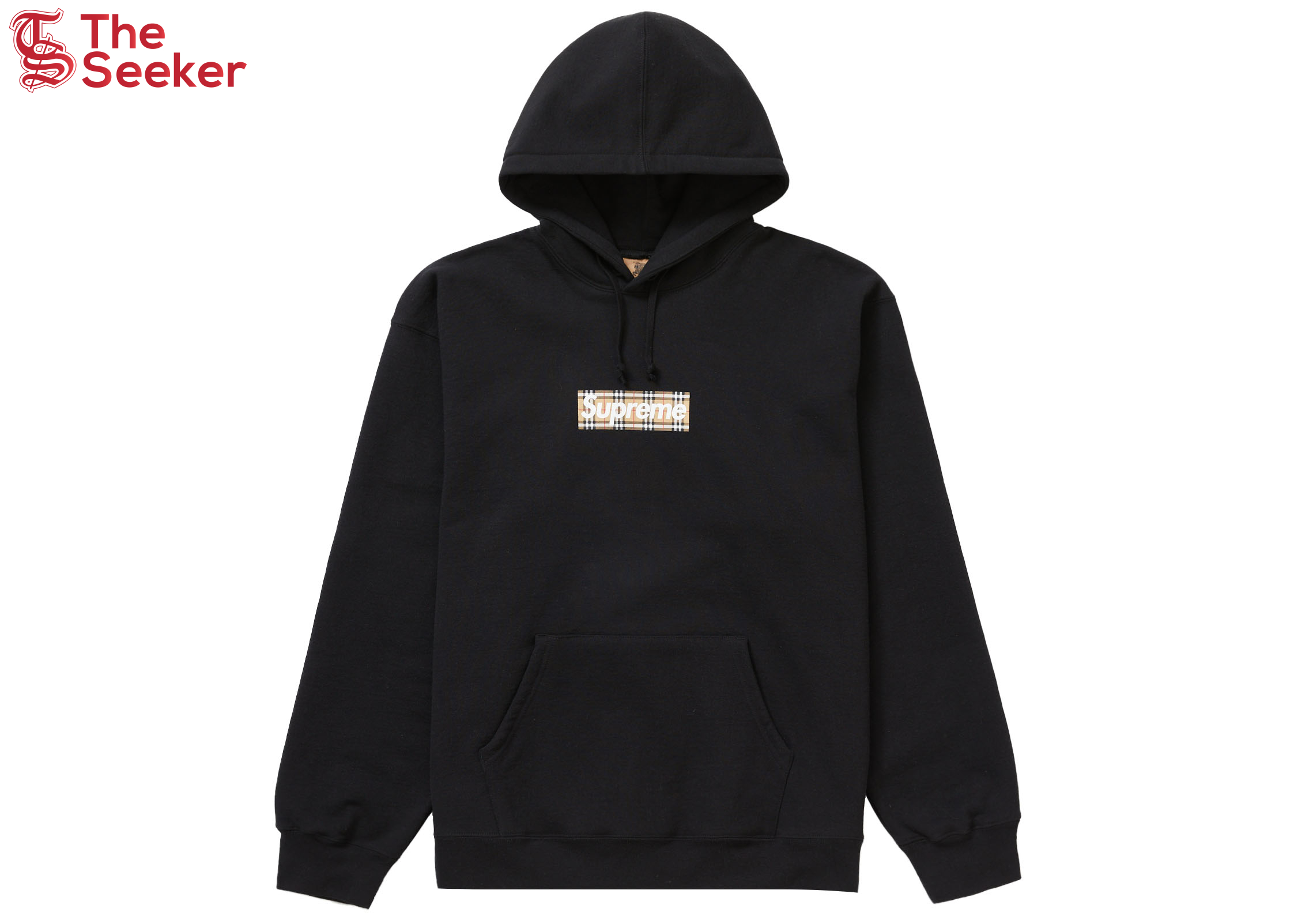 Supreme Burberry Box Logo Hooded Sweatshirt Black