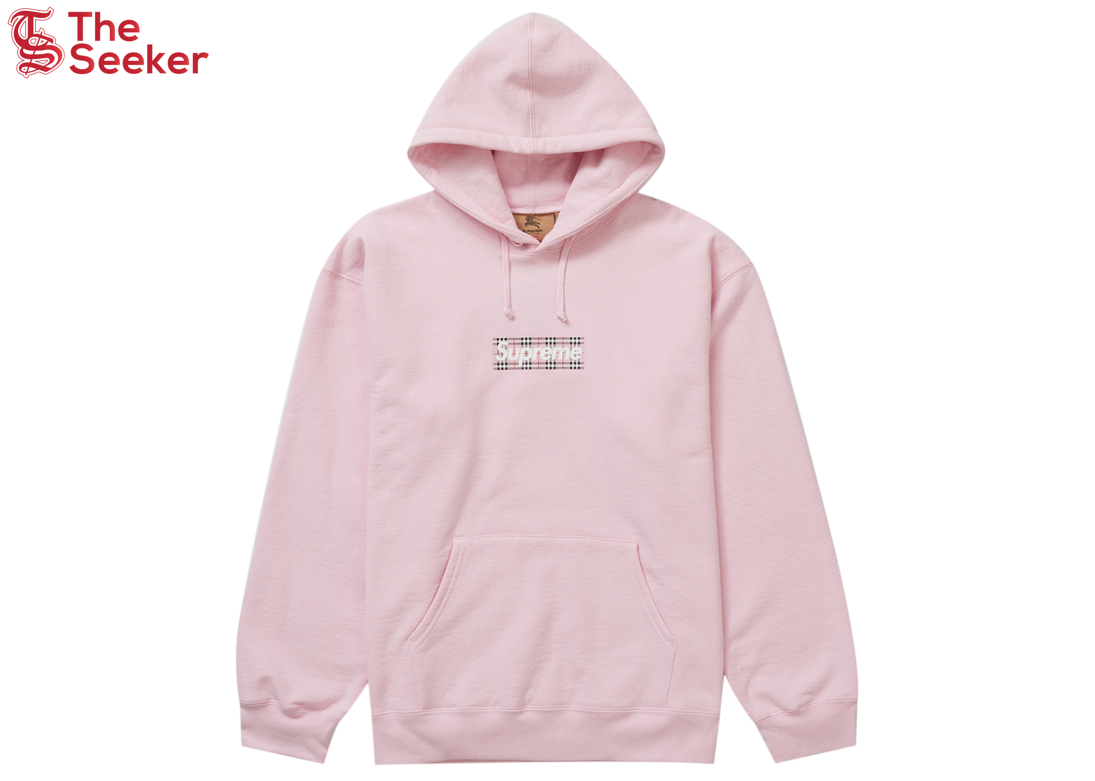 Supreme Burberry Box Logo Hooded Sweatshirt Light Pink