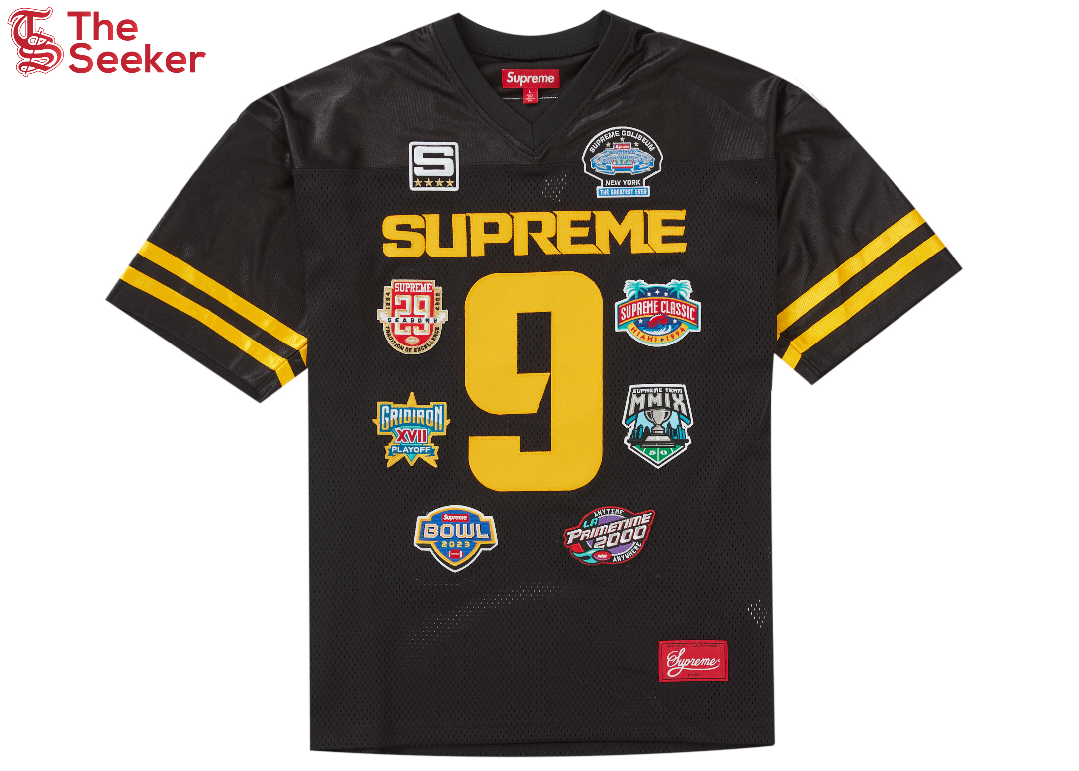 Supreme Championships Embroidered Football Jersey Black