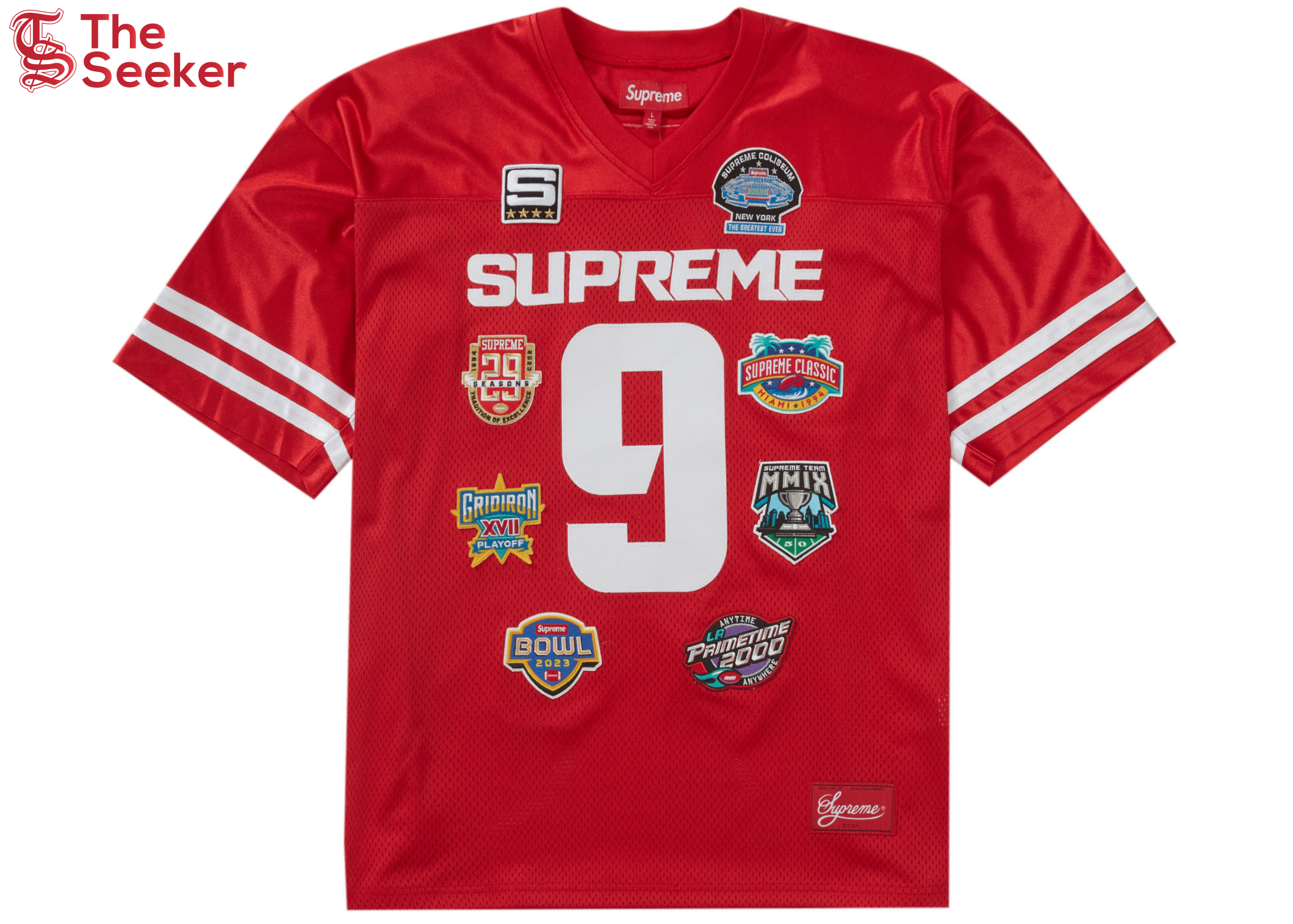 Supreme Championships Embroidered Football Jersey Red
