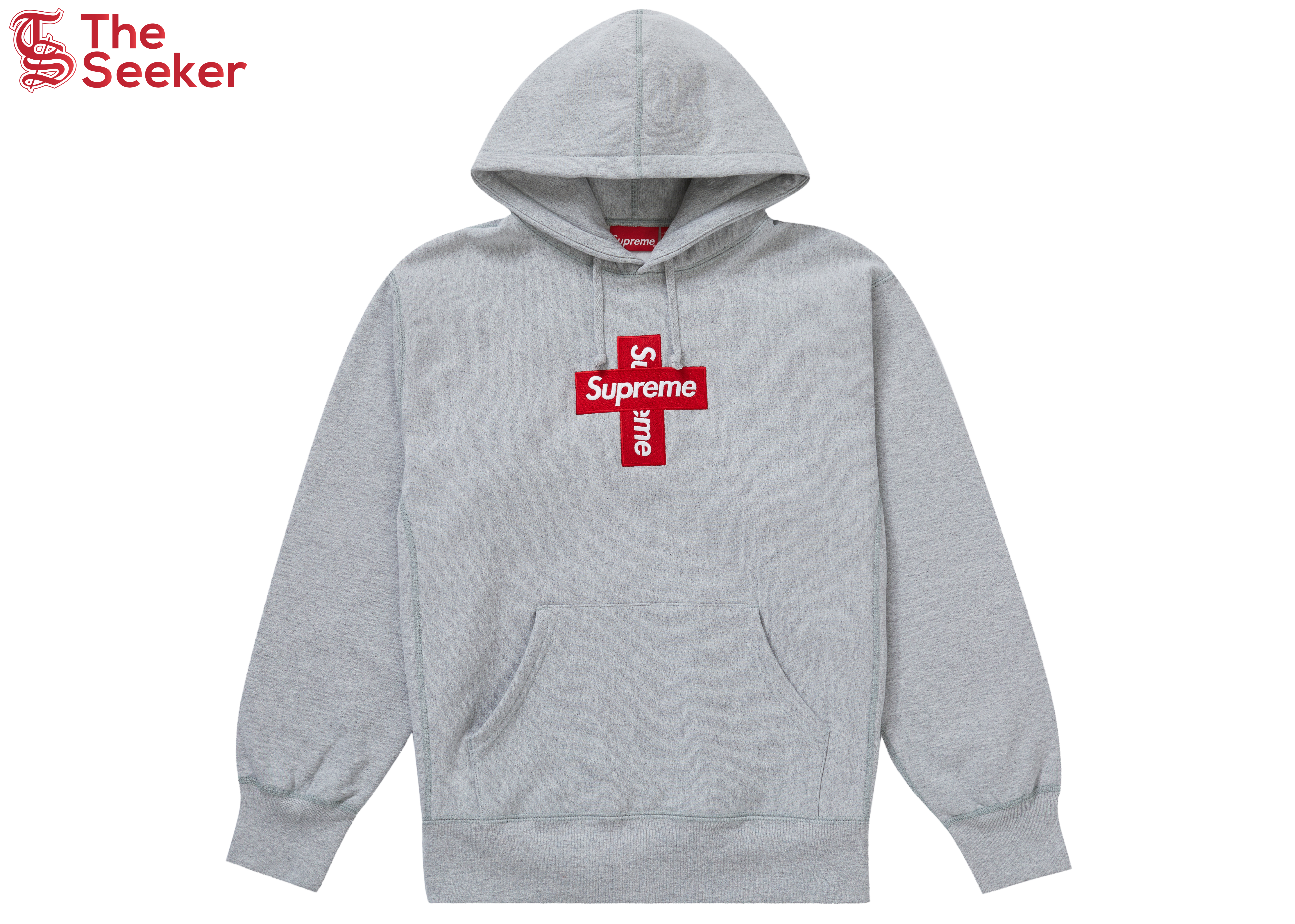 Supreme Cross Box Logo Hooded Sweatshirt Heather Grey