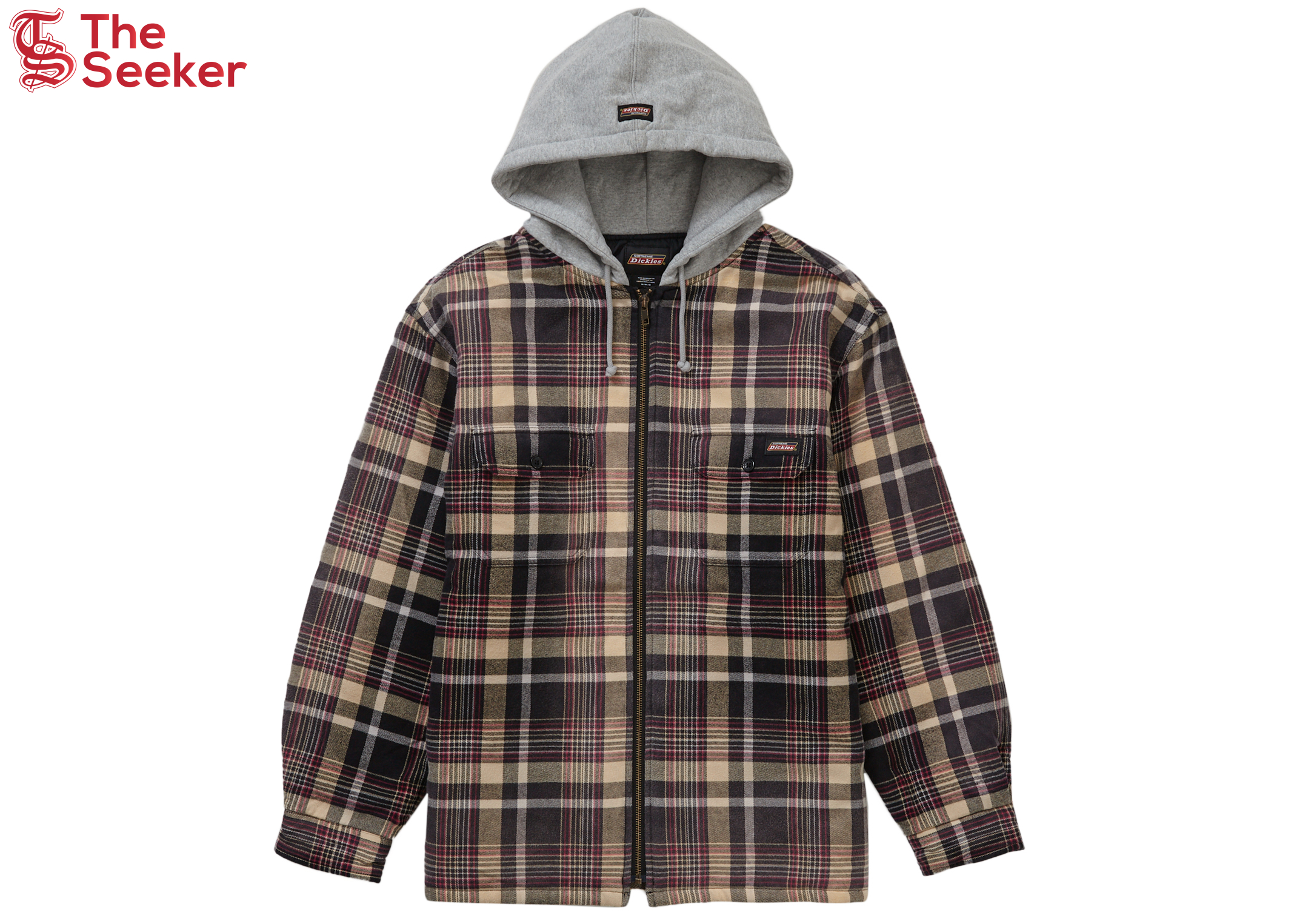 Supreme Dickies Plaid Hooded Zip Up Shirt Heather Grey