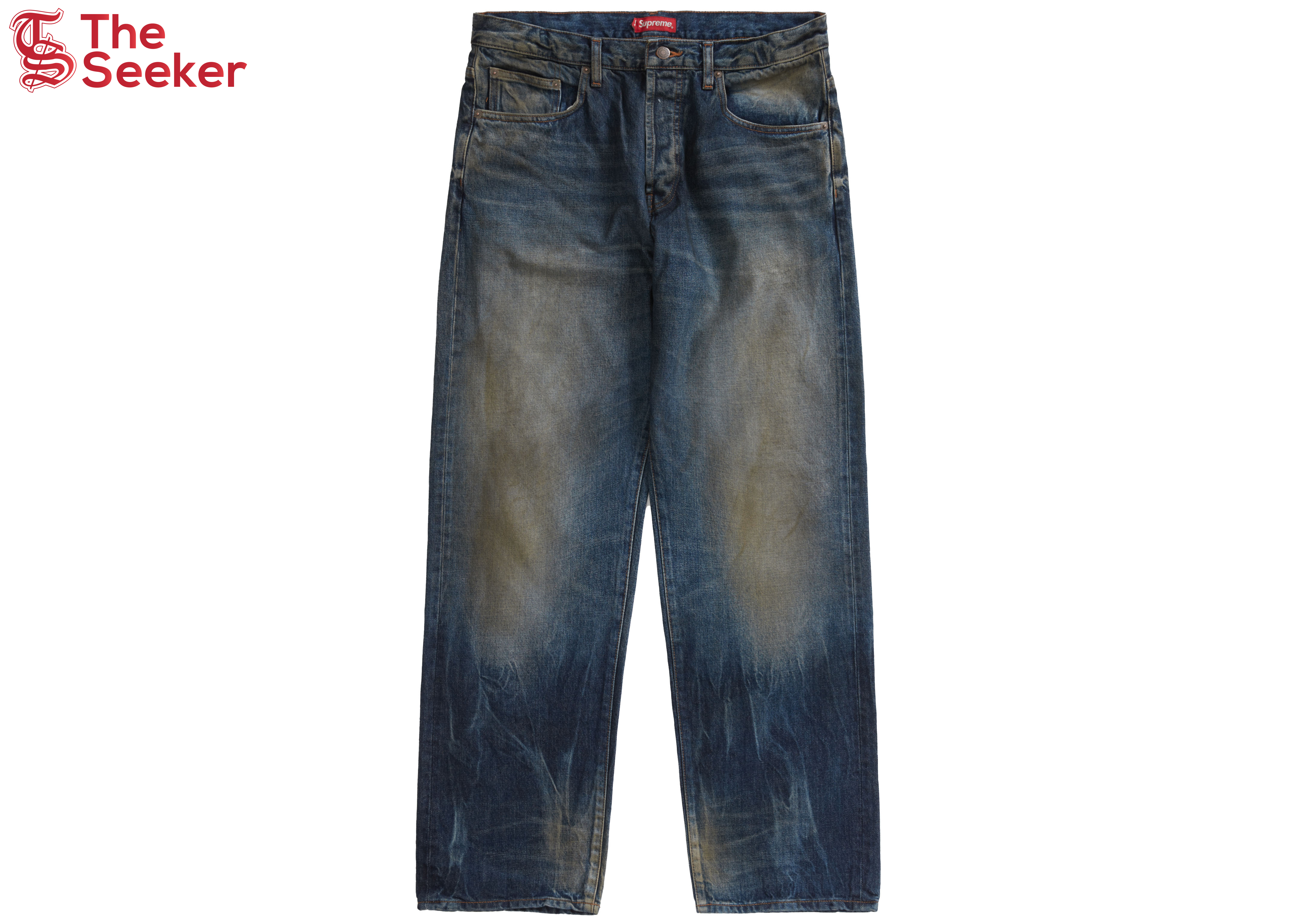 Supreme Distressed Loose Fit Selvedge Jean Washed Blue