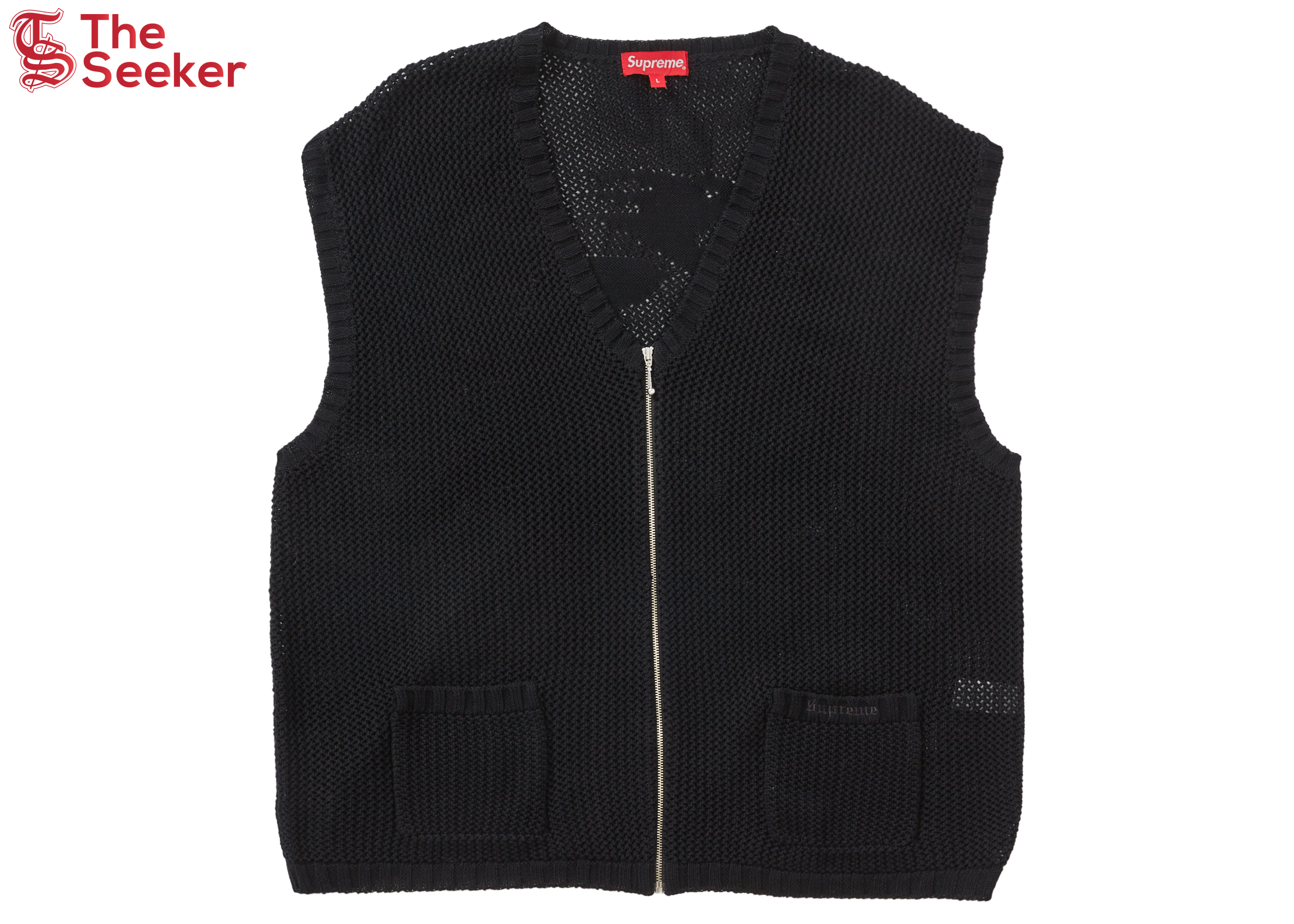 Supreme Dragon Zip Up Sweater Vest Black