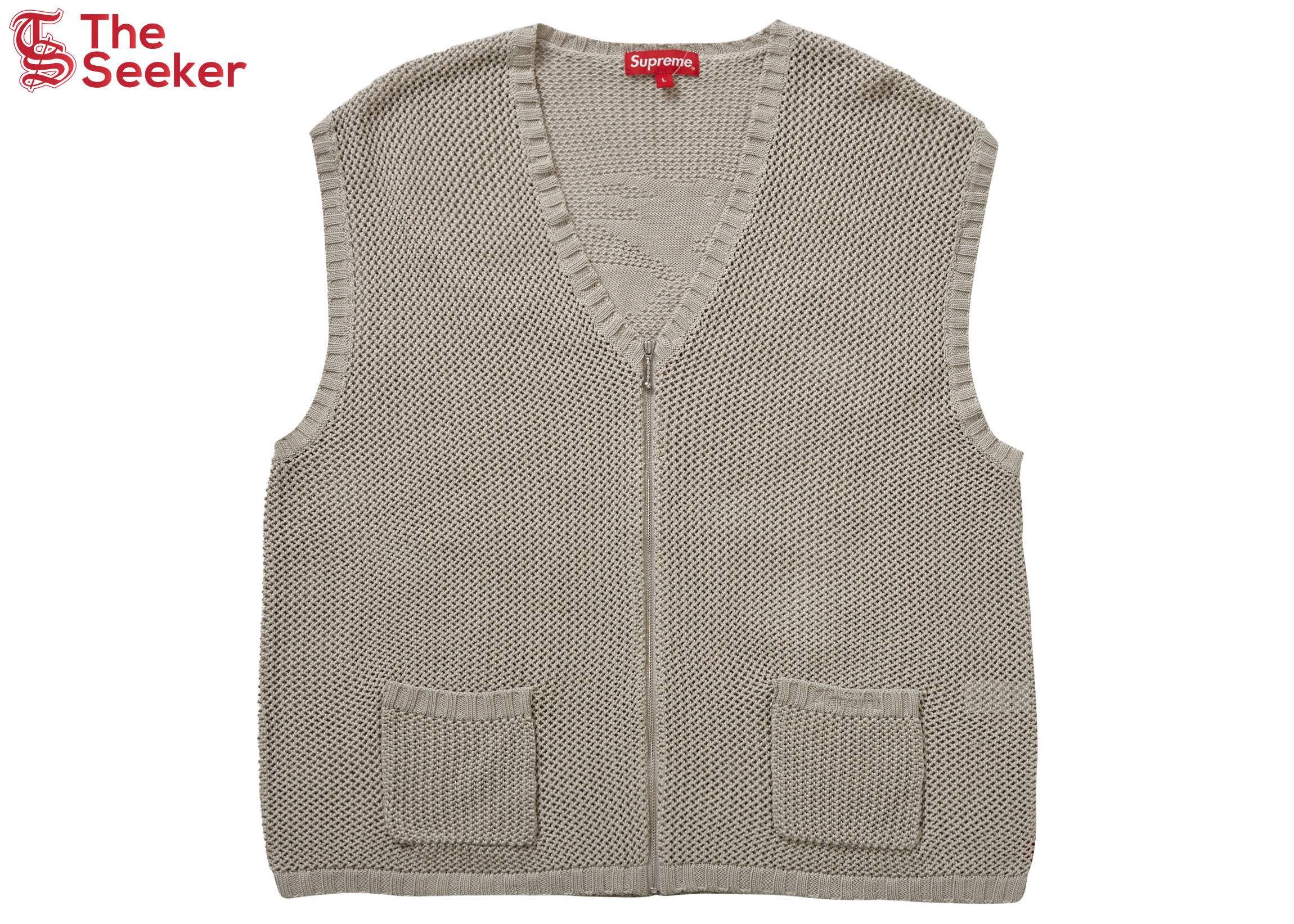 Supreme Dragon Zip Up Sweater Vest Stone