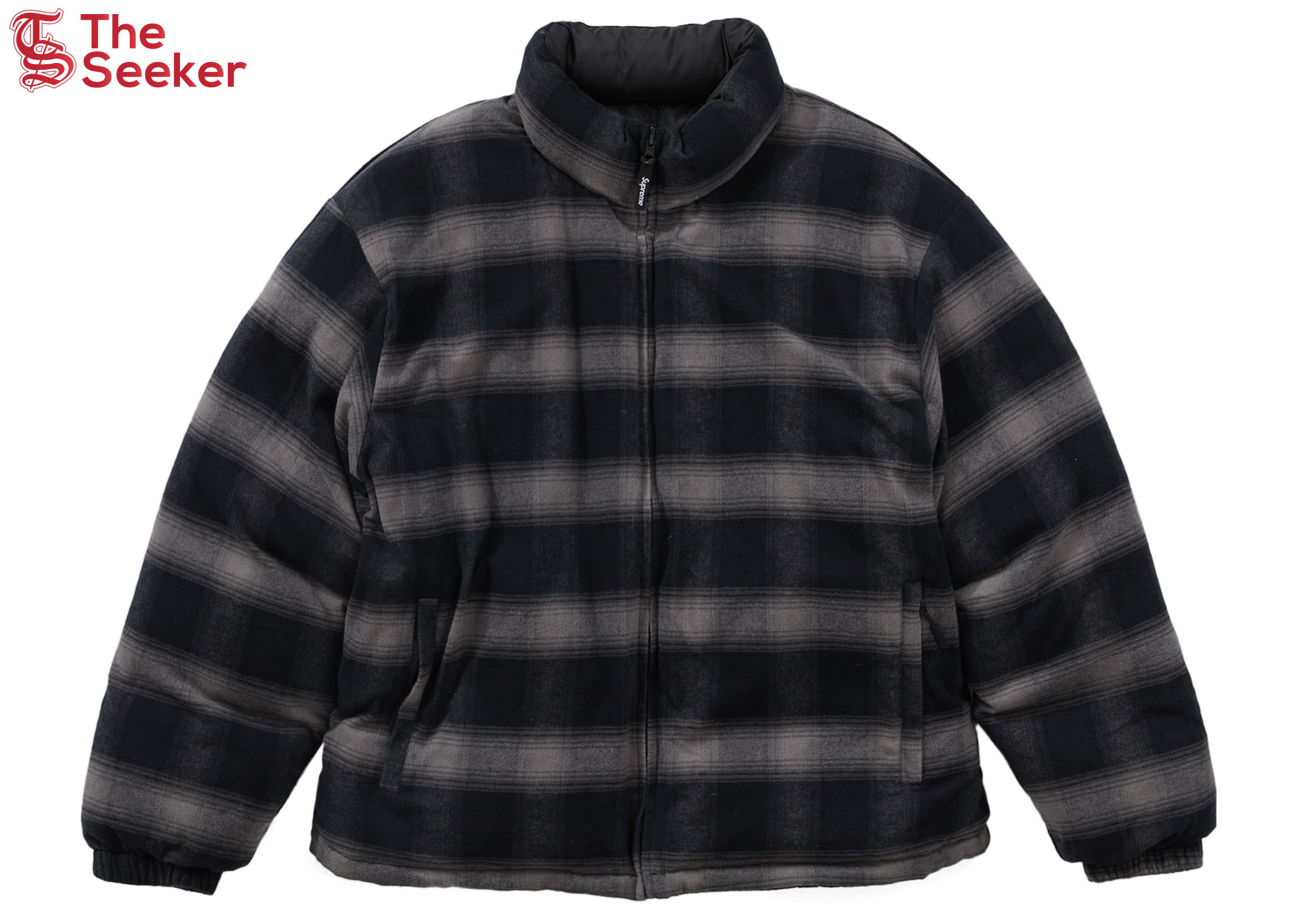 Supreme Flannel Reversible Puffer Jacket Black