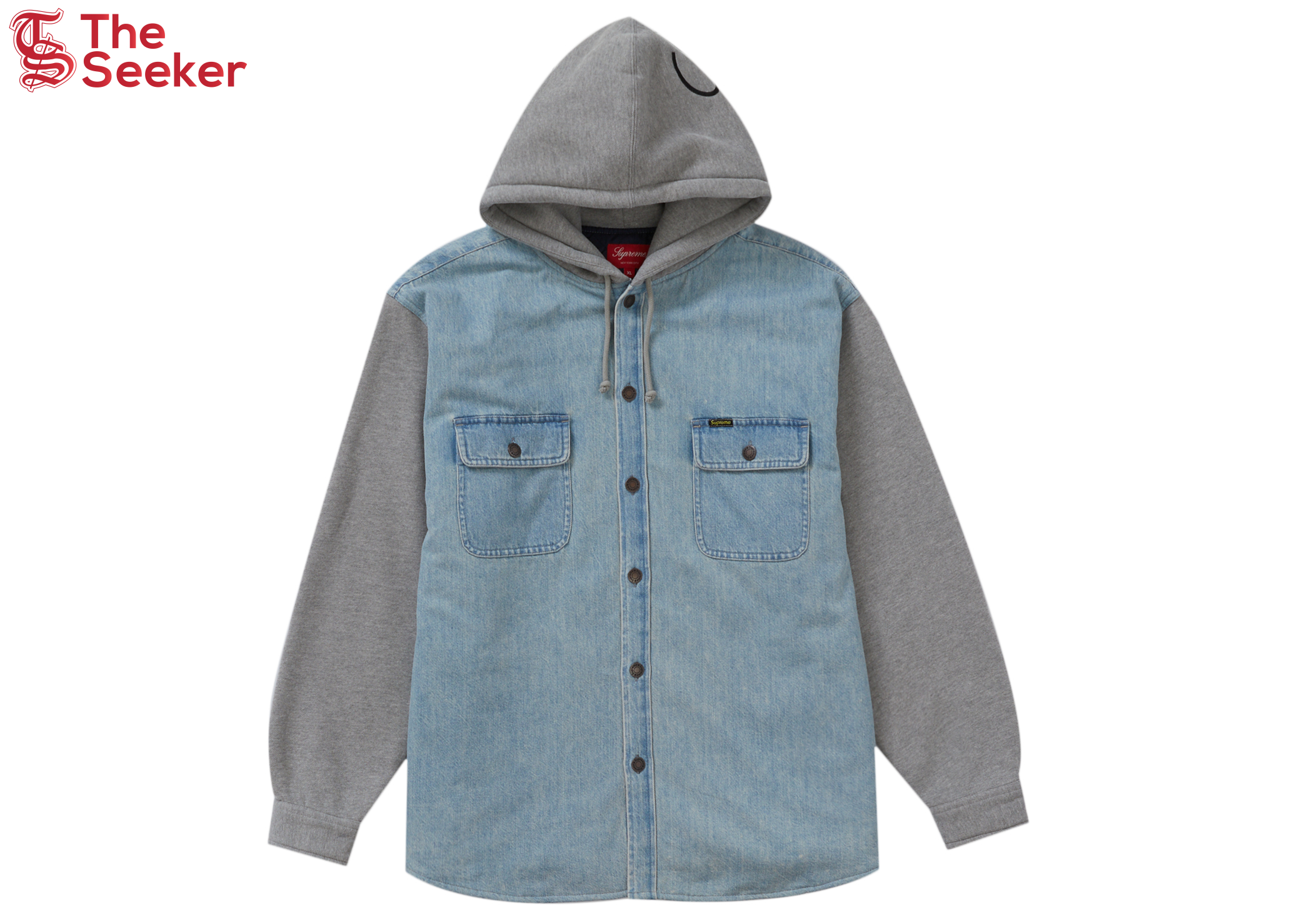 Supreme Fleece Hooded Denim Shirt Blue