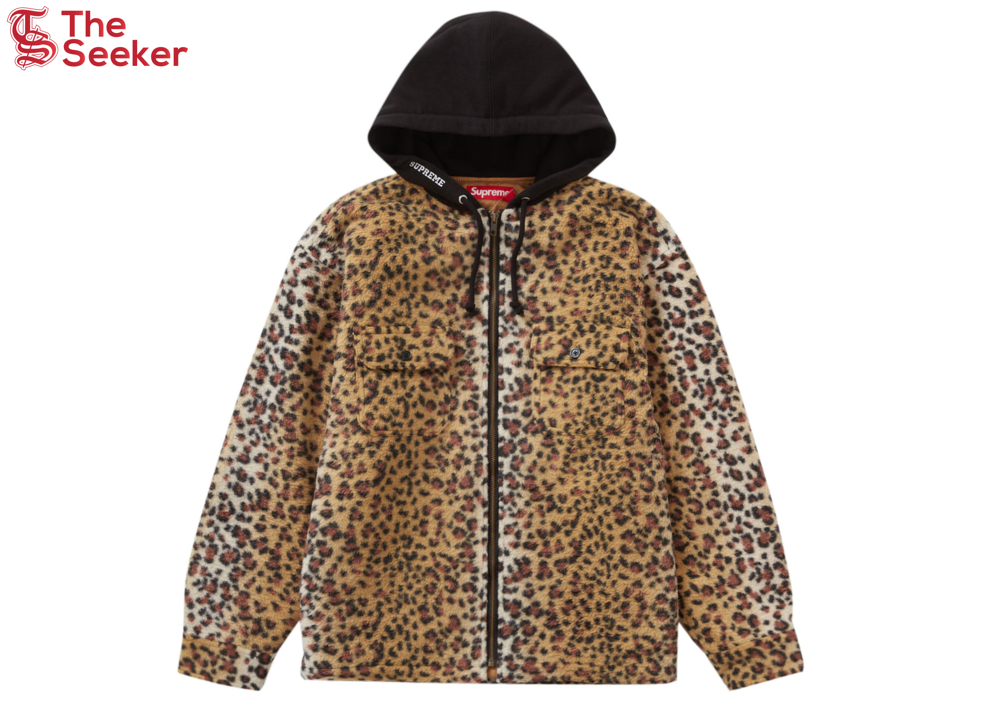 Supreme Fleece Zip Up Hooded Shirt Brown Leopard