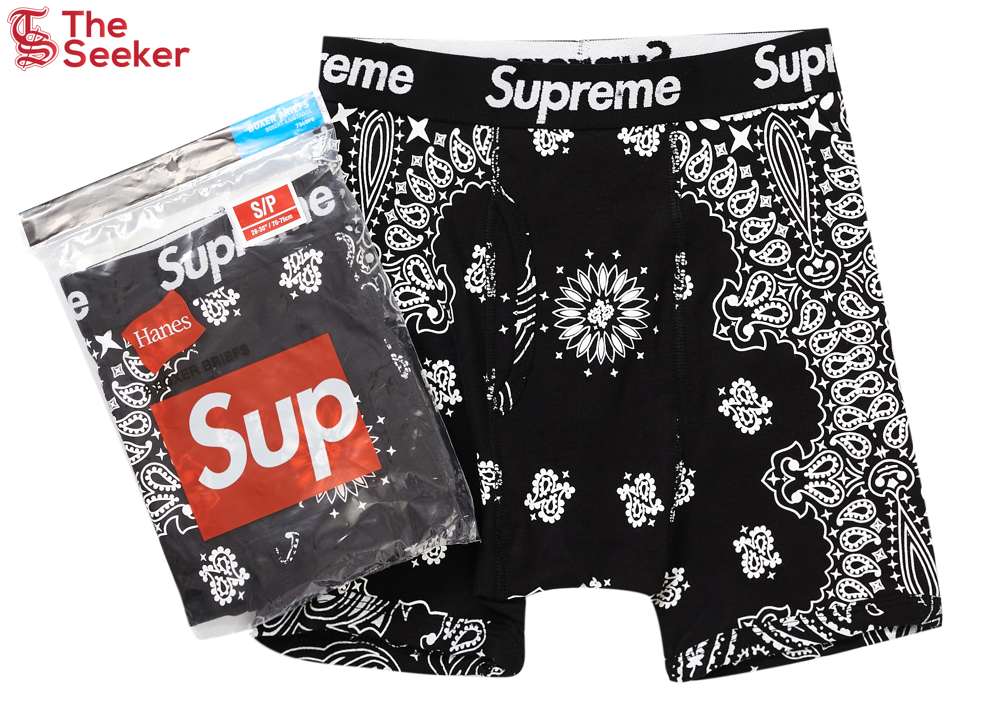 Supreme Hanes Bandana Boxer Briefs (2 Pack) Black