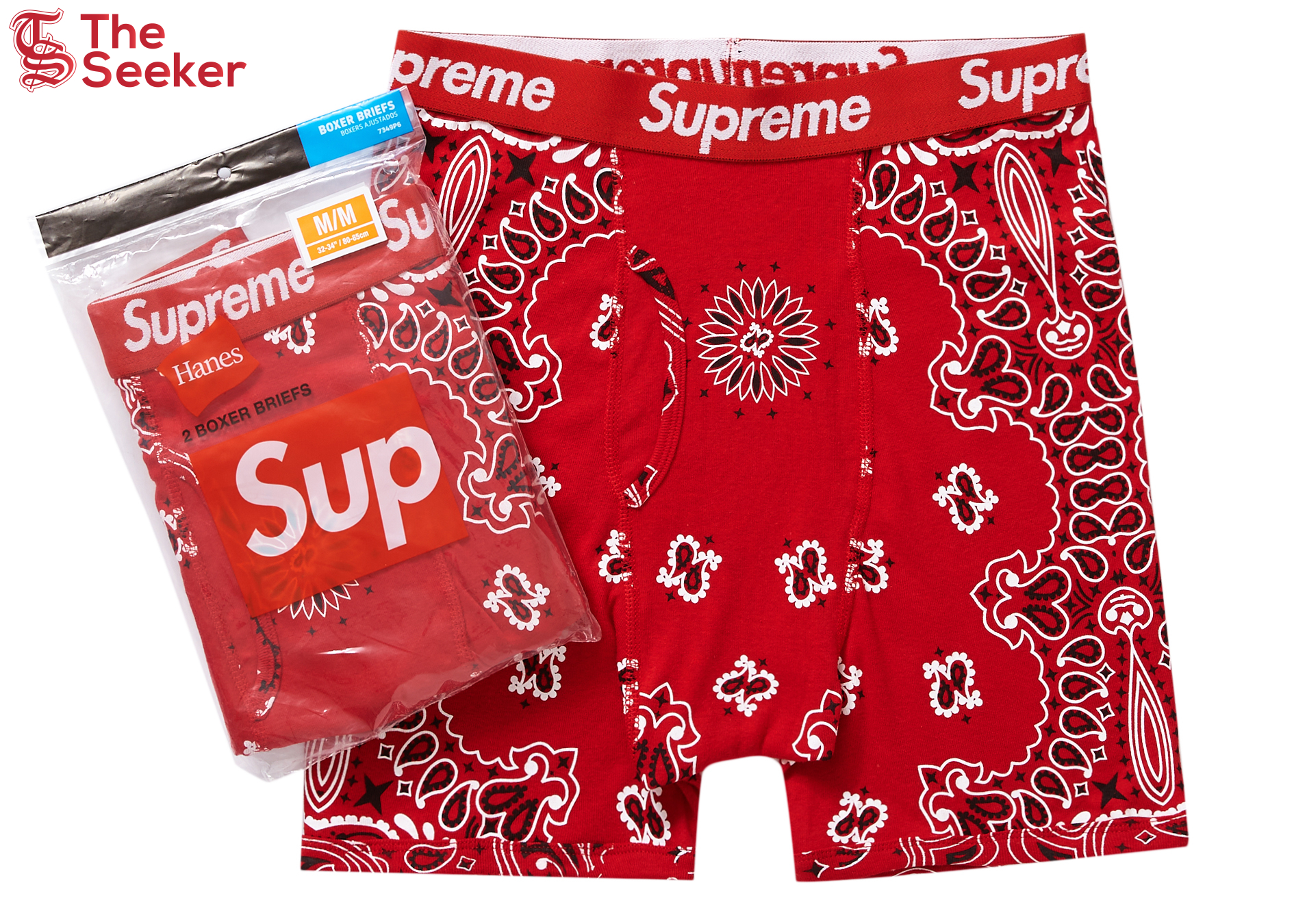 Supreme Hanes Bandana Boxer Briefs (2 Pack) Red