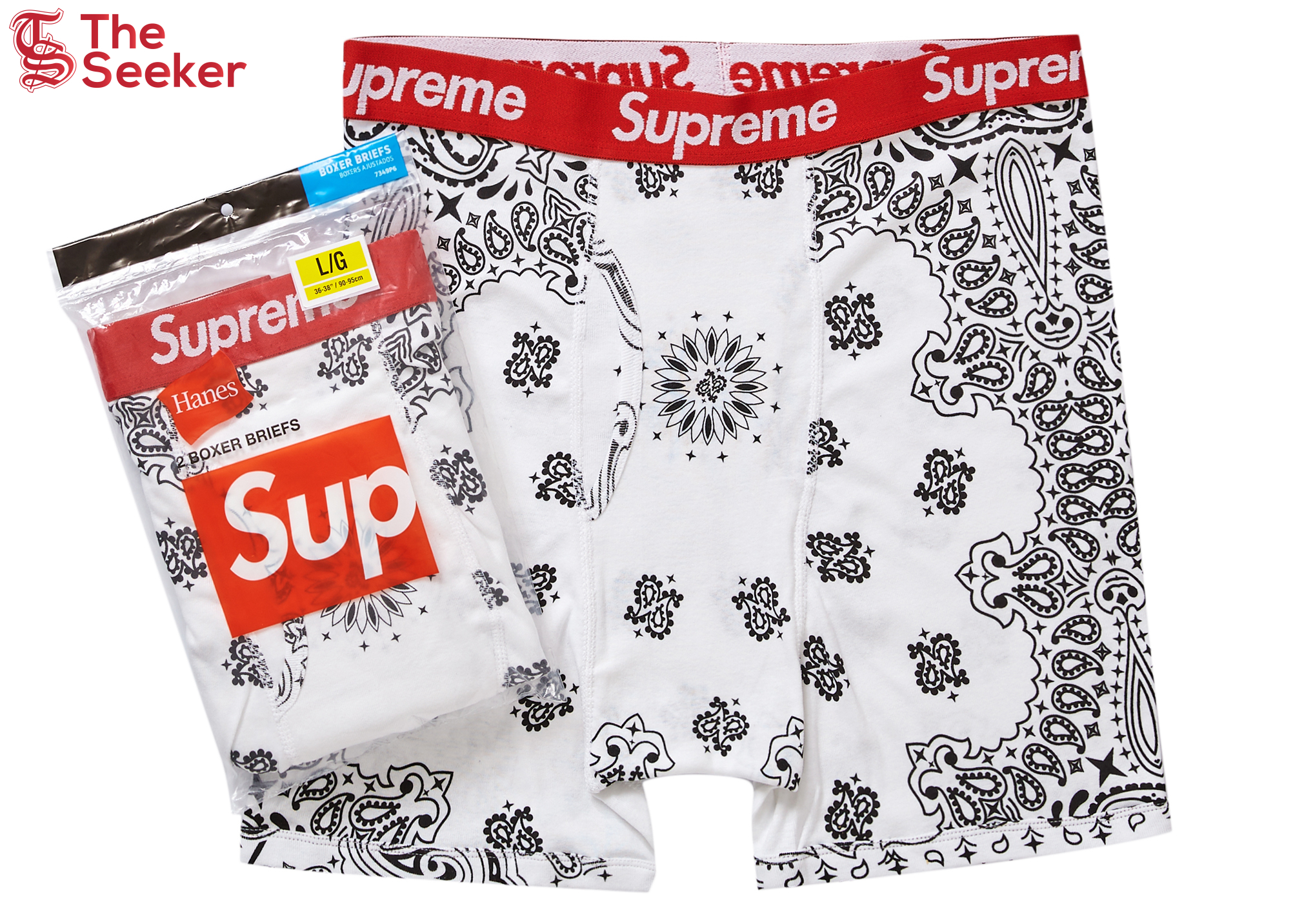 Supreme Hanes Bandana Boxer Briefs (2 Pack) White