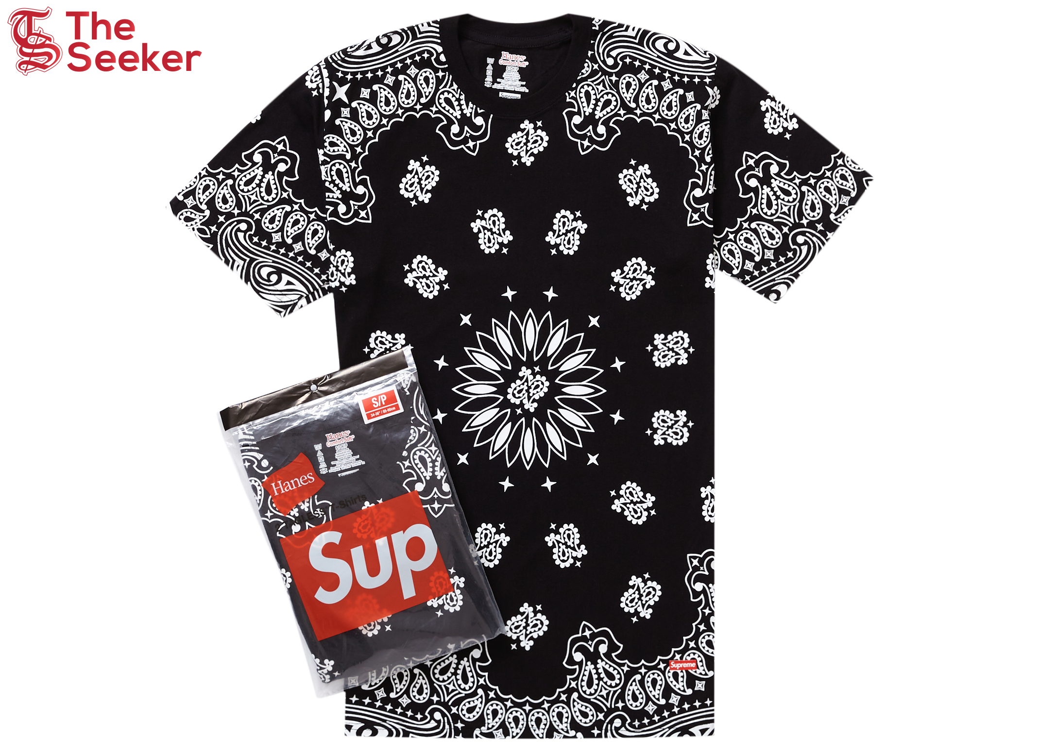 Supreme Hanes Bandana Tagless Tees (2 Pack) Black