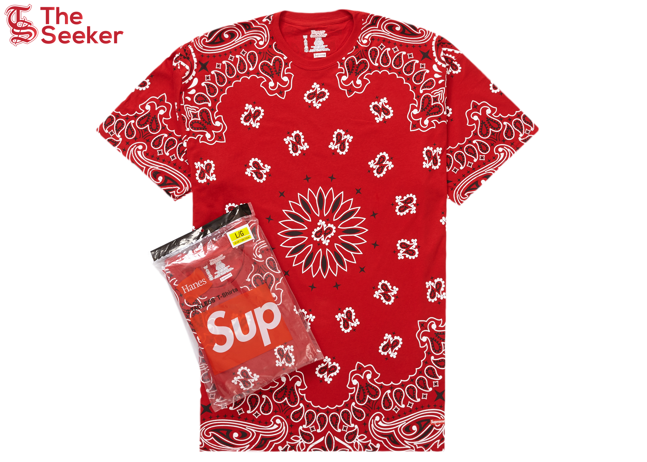 Supreme Hanes Bandana Tagless Tees (2 Pack) Red