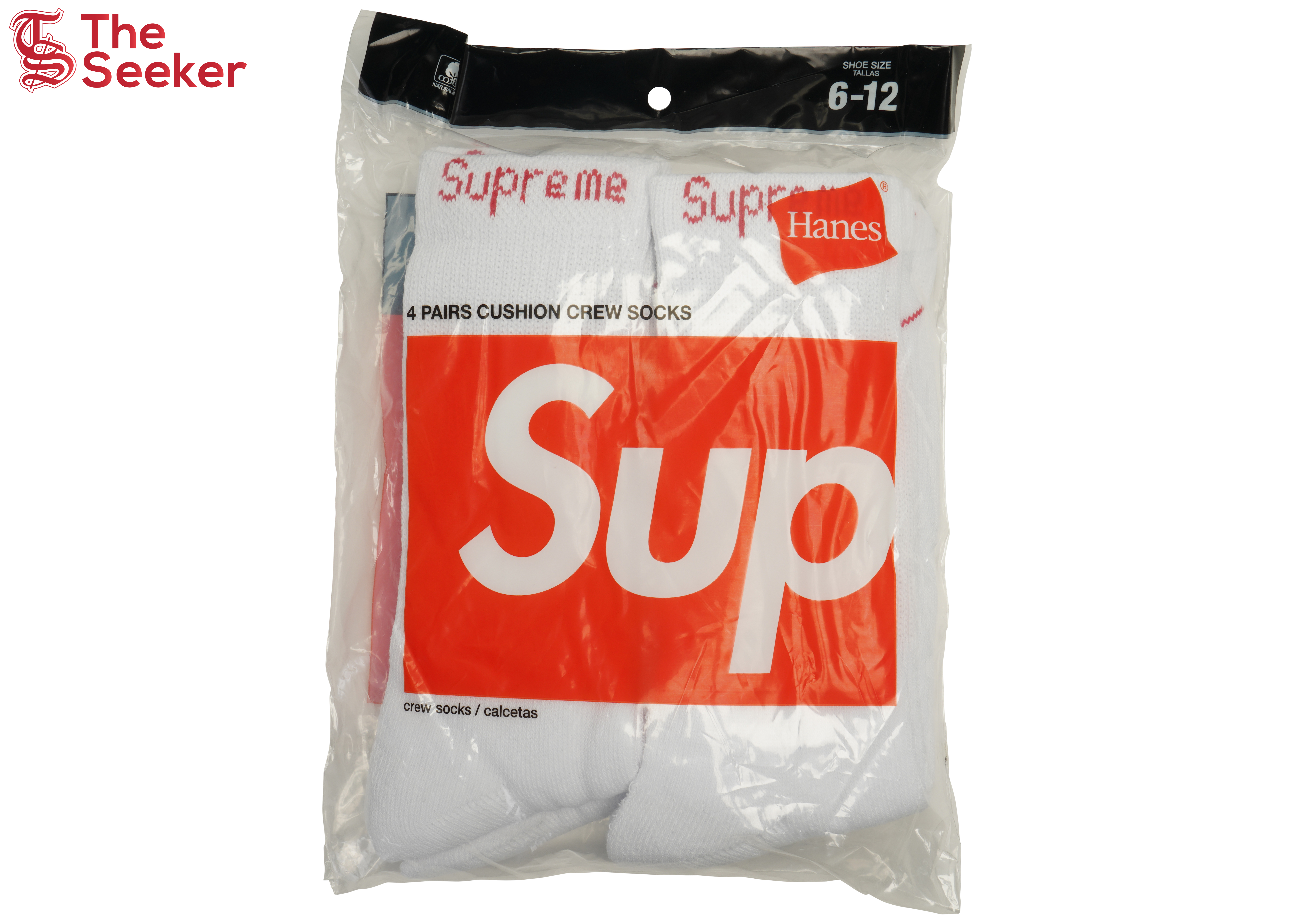 Supreme Hanes Crew Socks (4 Pack) White