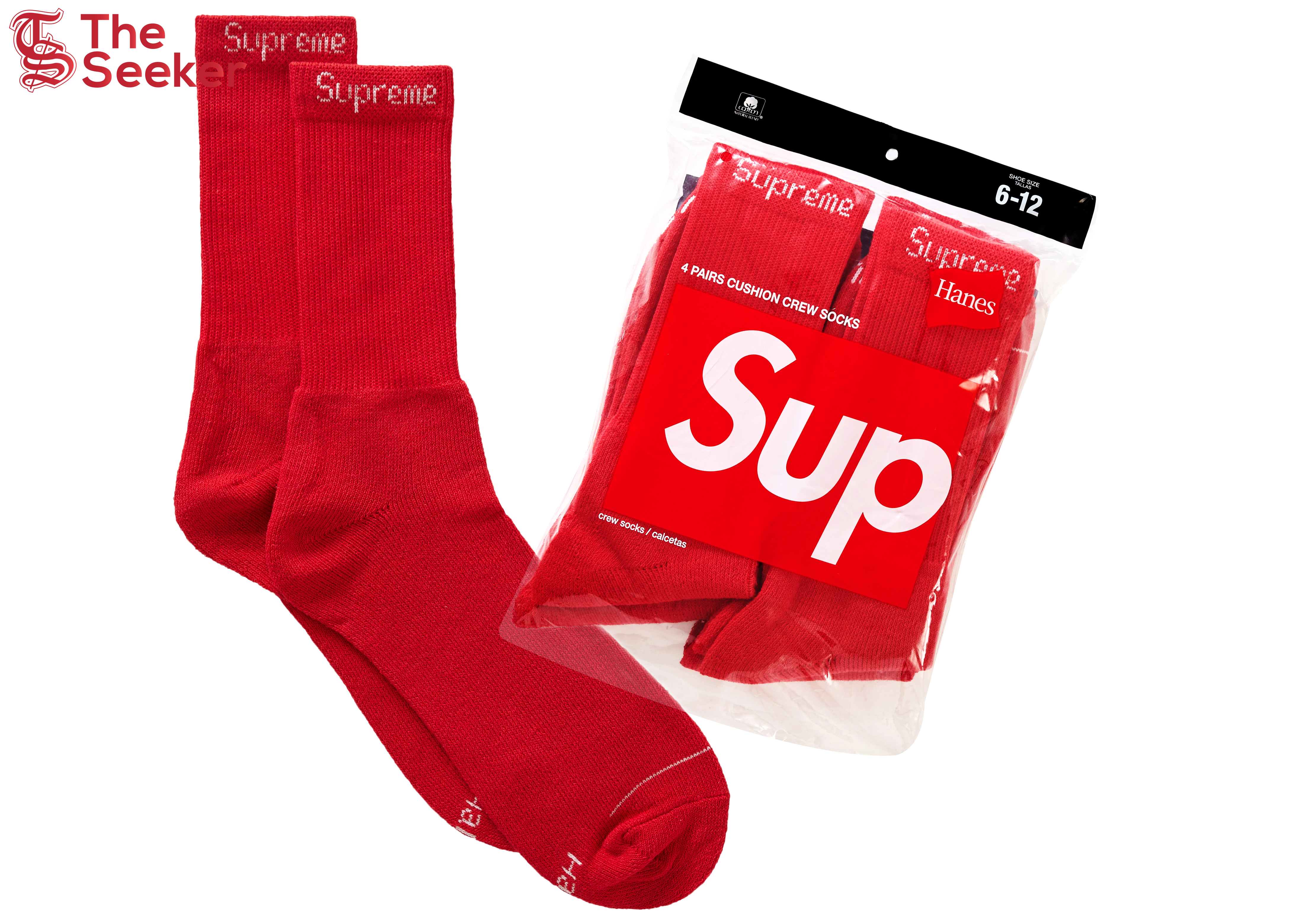 Supreme Hanes Socks (4 Pack) Red