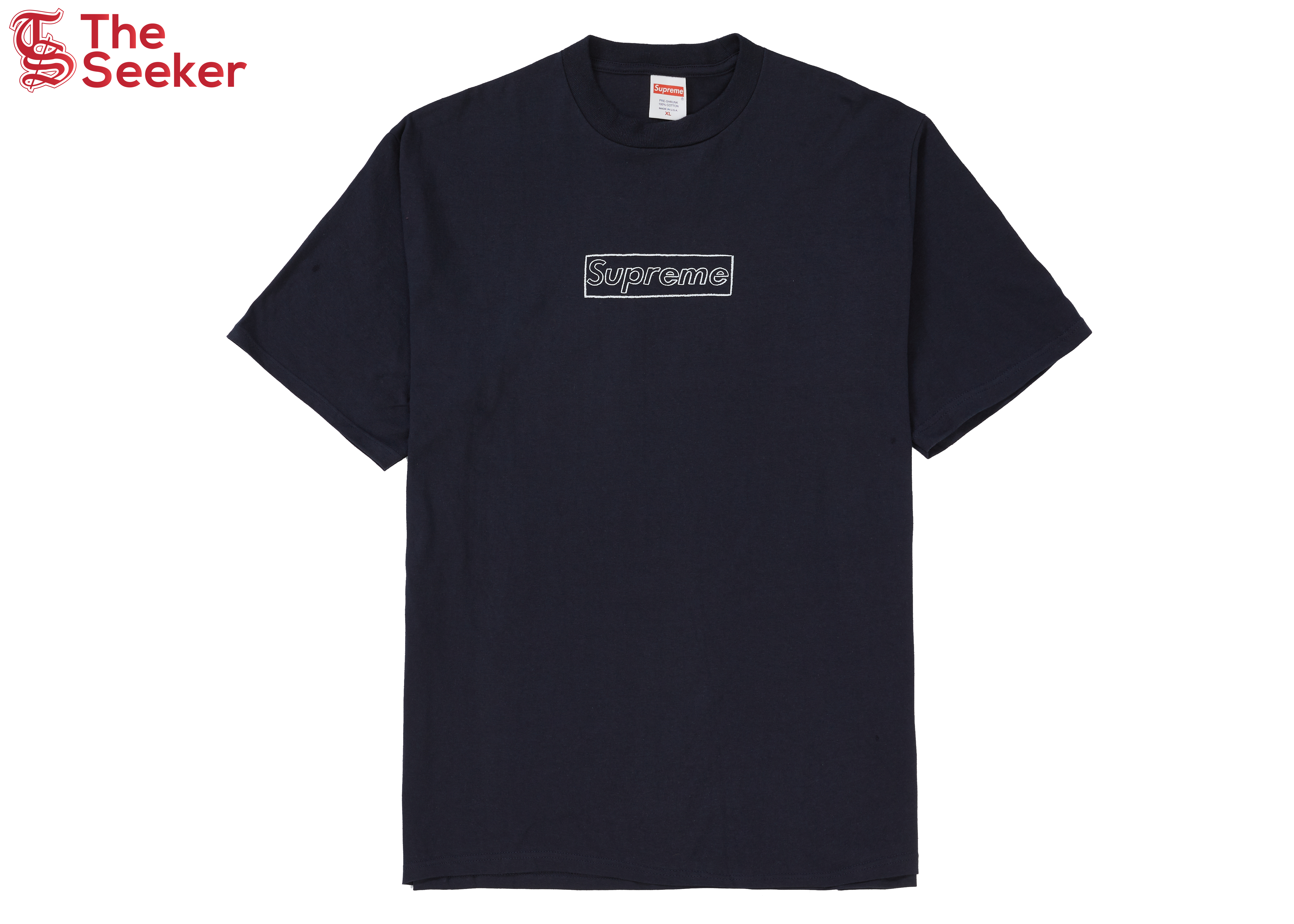 Supreme KAWS Chalk Logo Tee Navy