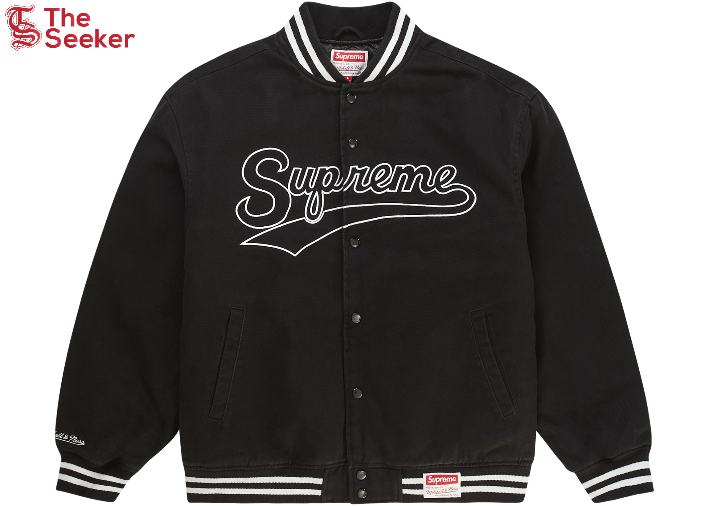 Supreme Mitchell & Ness Doughboy Twill Varsity Jacket Black