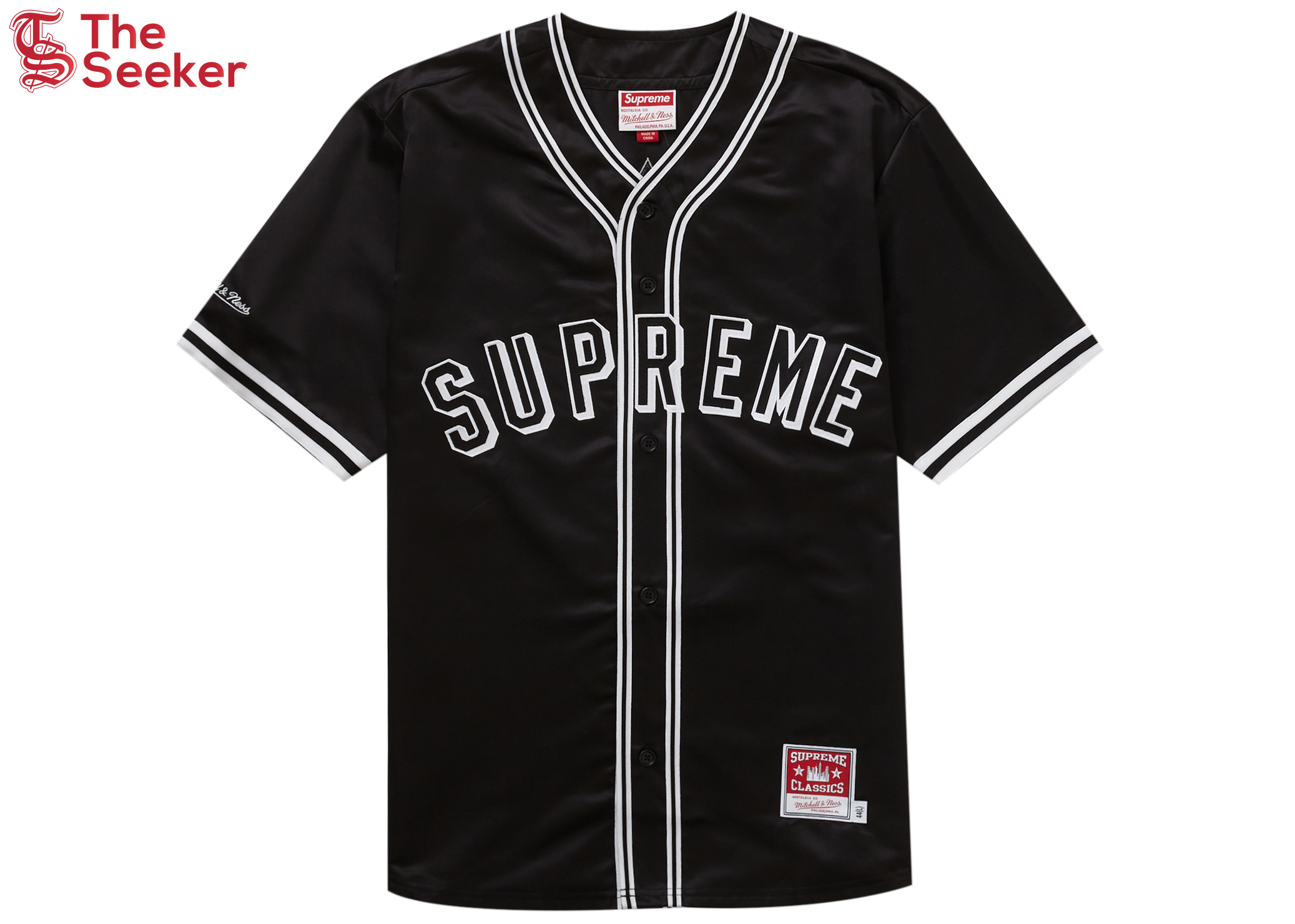 Supreme Mitchell & Ness Satin Baseball Jersey Black