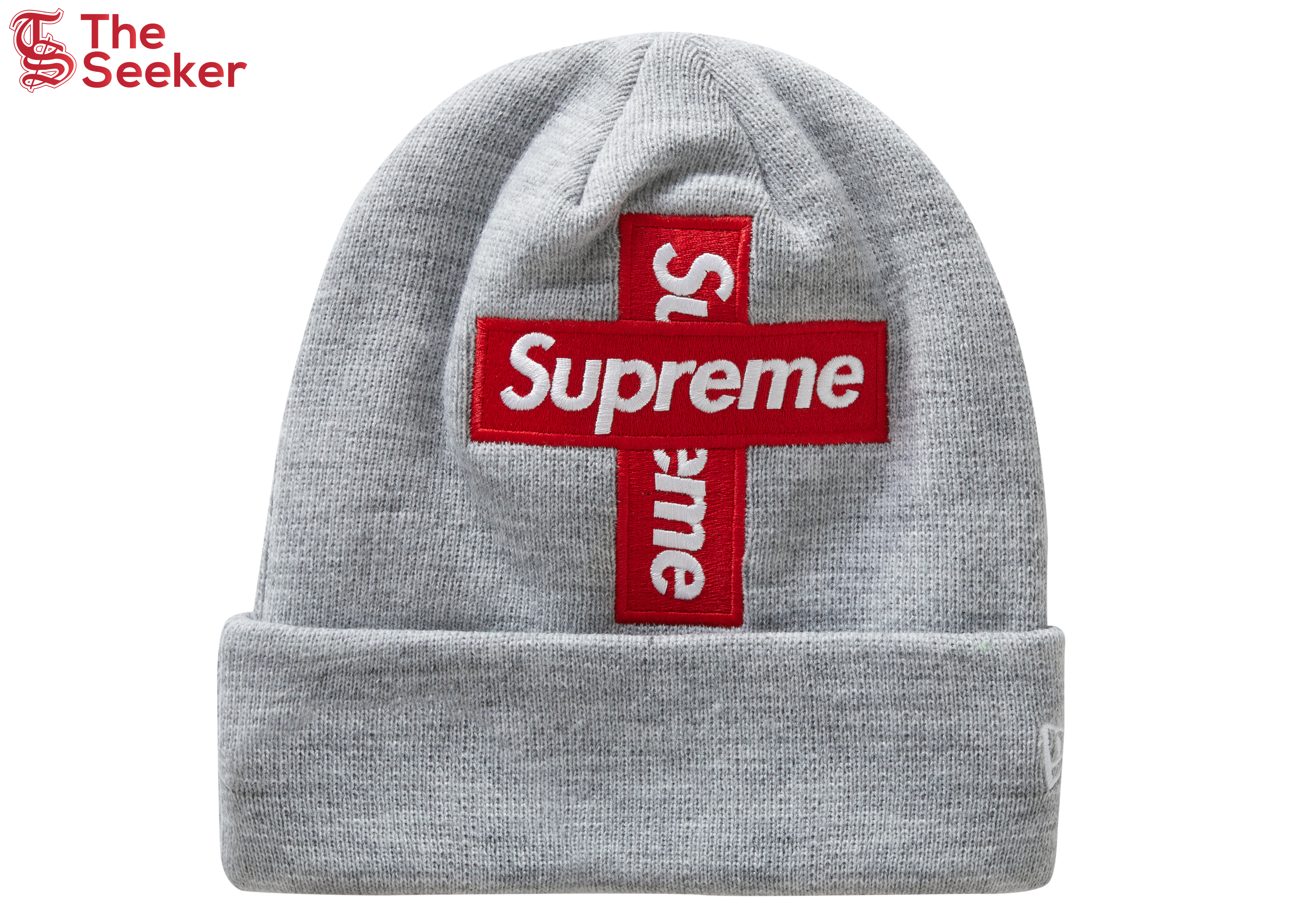 Supreme New Era Cross Box Logo Beanie Heather Grey