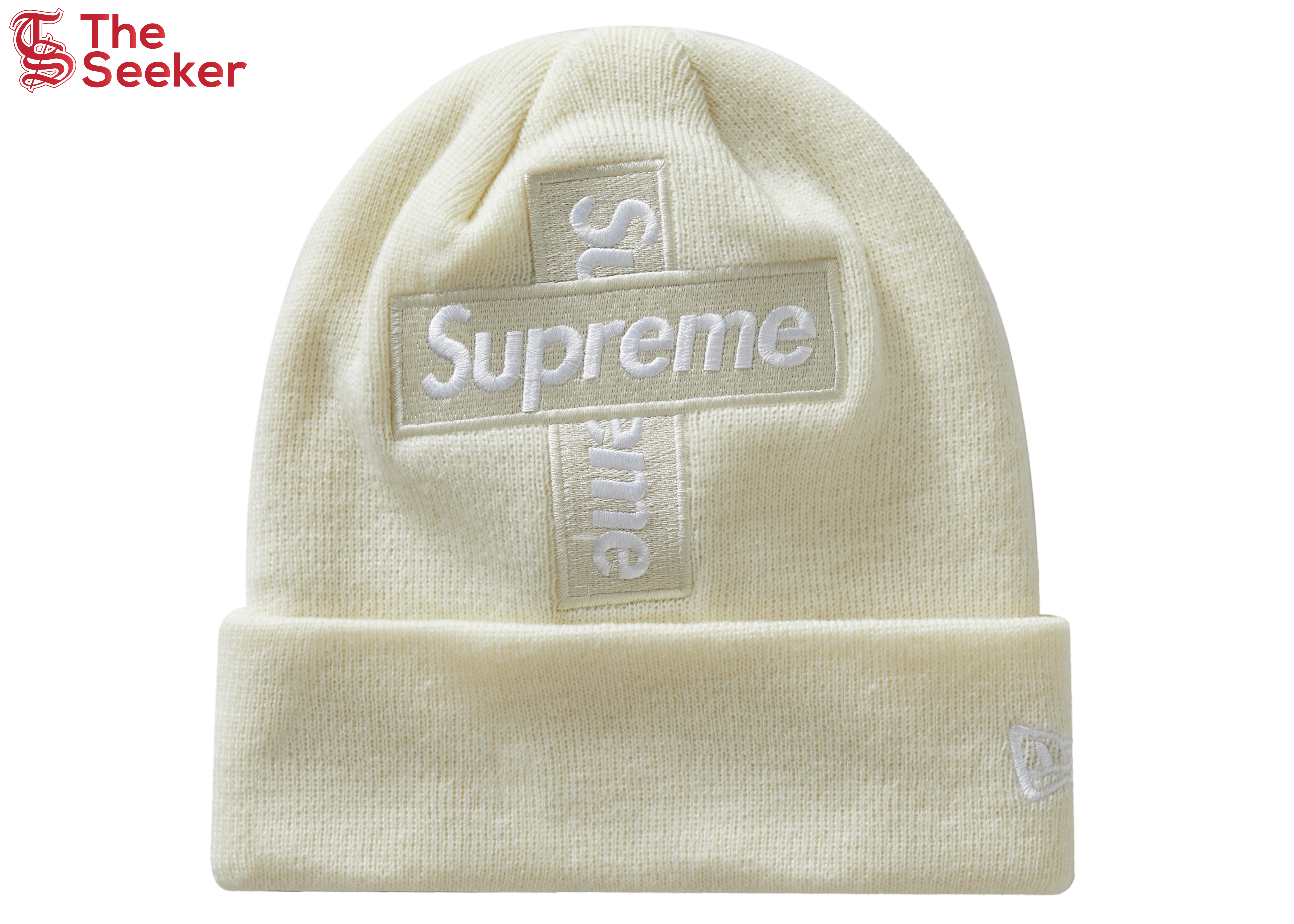 Supreme New Era Cross Box Logo Beanie Natural