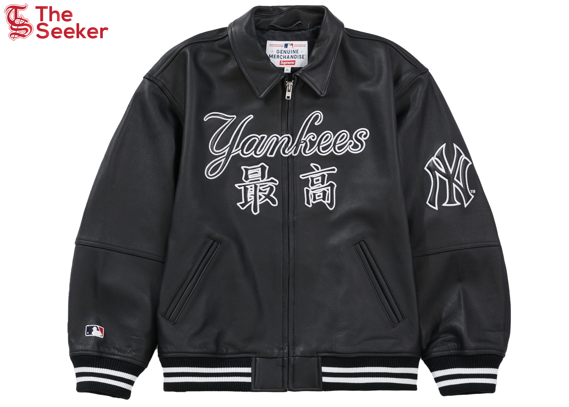 Supreme New York Yankees Kanji Leather Varsity Jacket Black