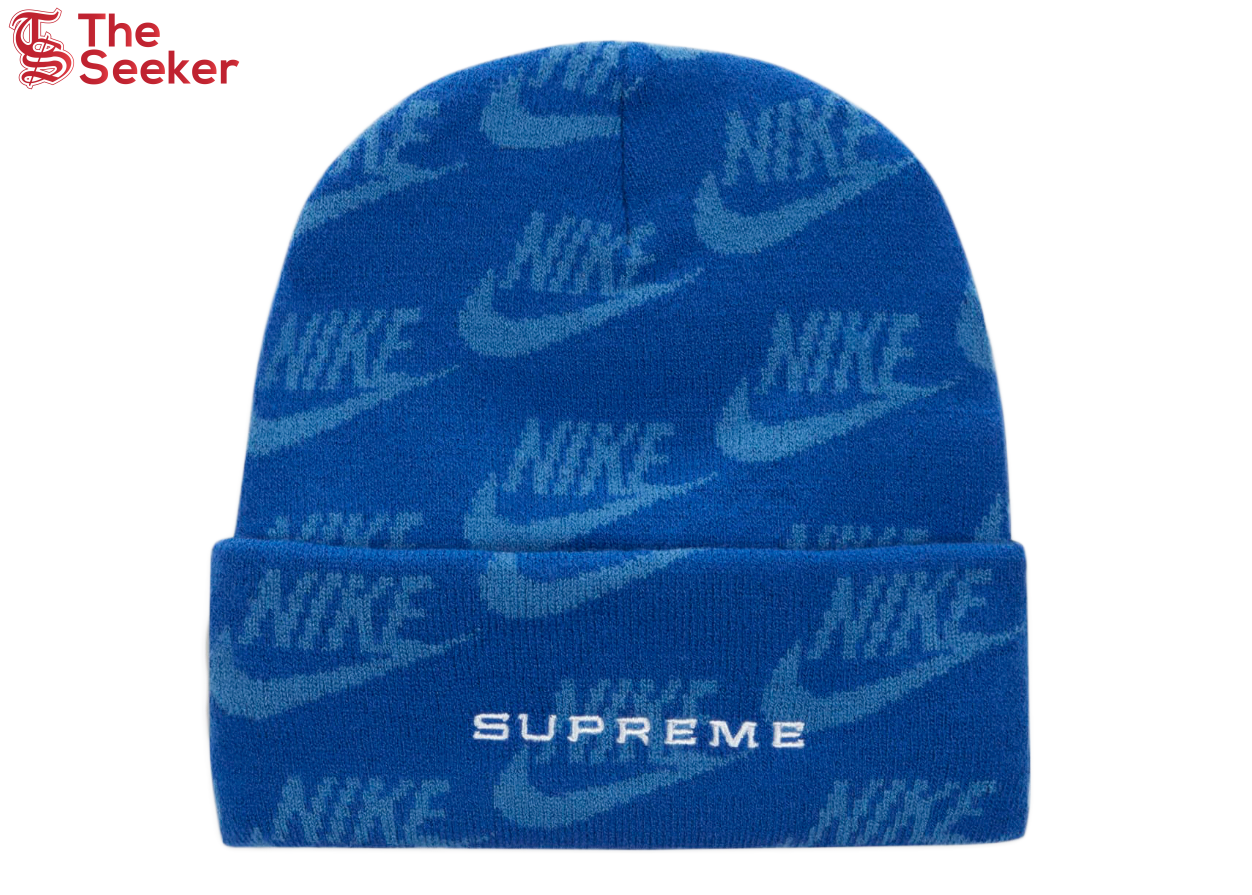 Supreme Nike Jacquard Logos Beanie Blue