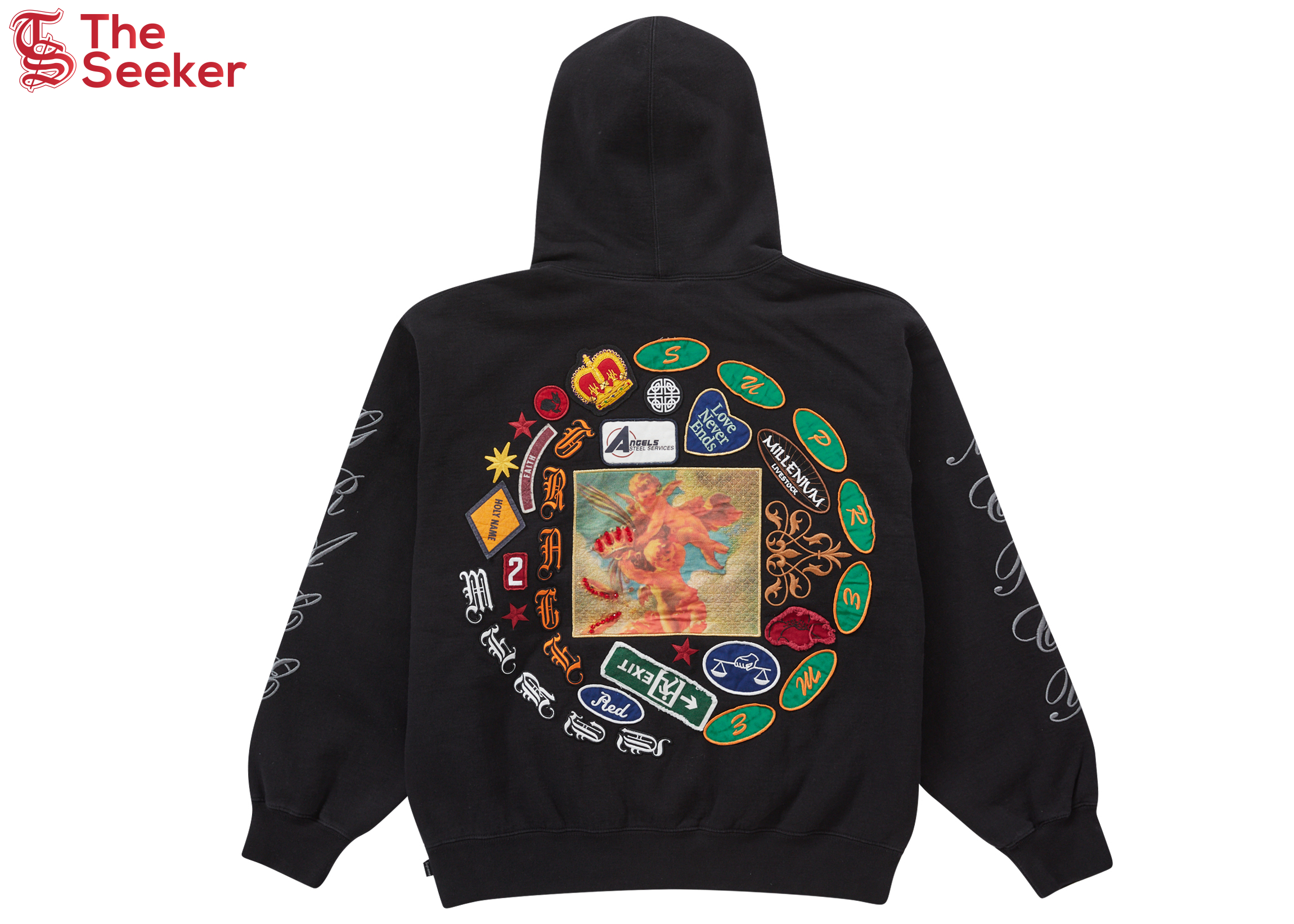 Supreme Patches Spiral Hooded Sweatshirt Black