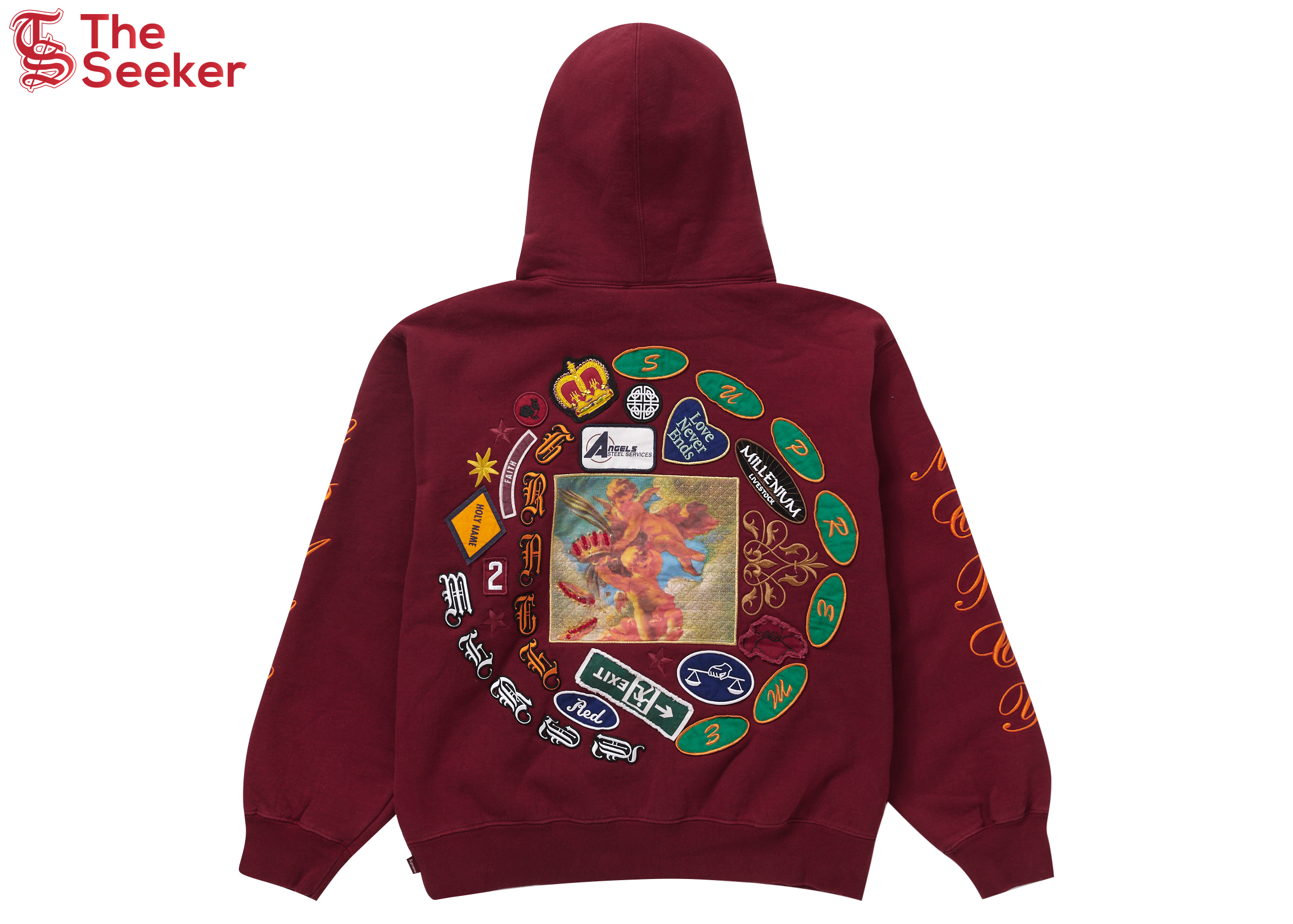 Supreme Patches Spiral Hooded Sweatshirt Cardinal