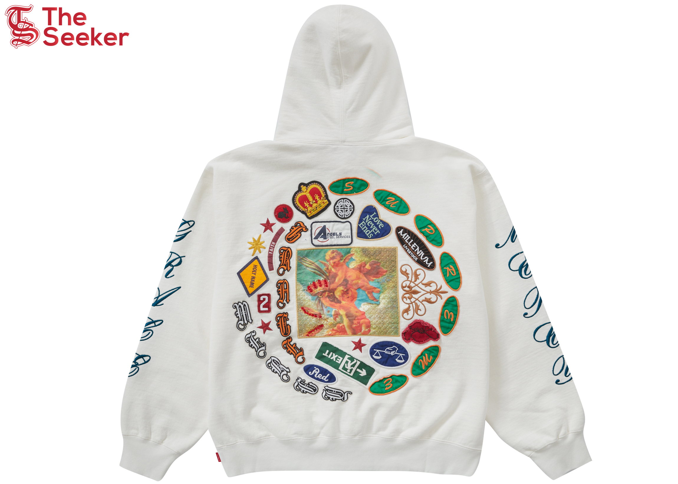 Supreme Patches Spiral Hooded Sweatshirt White