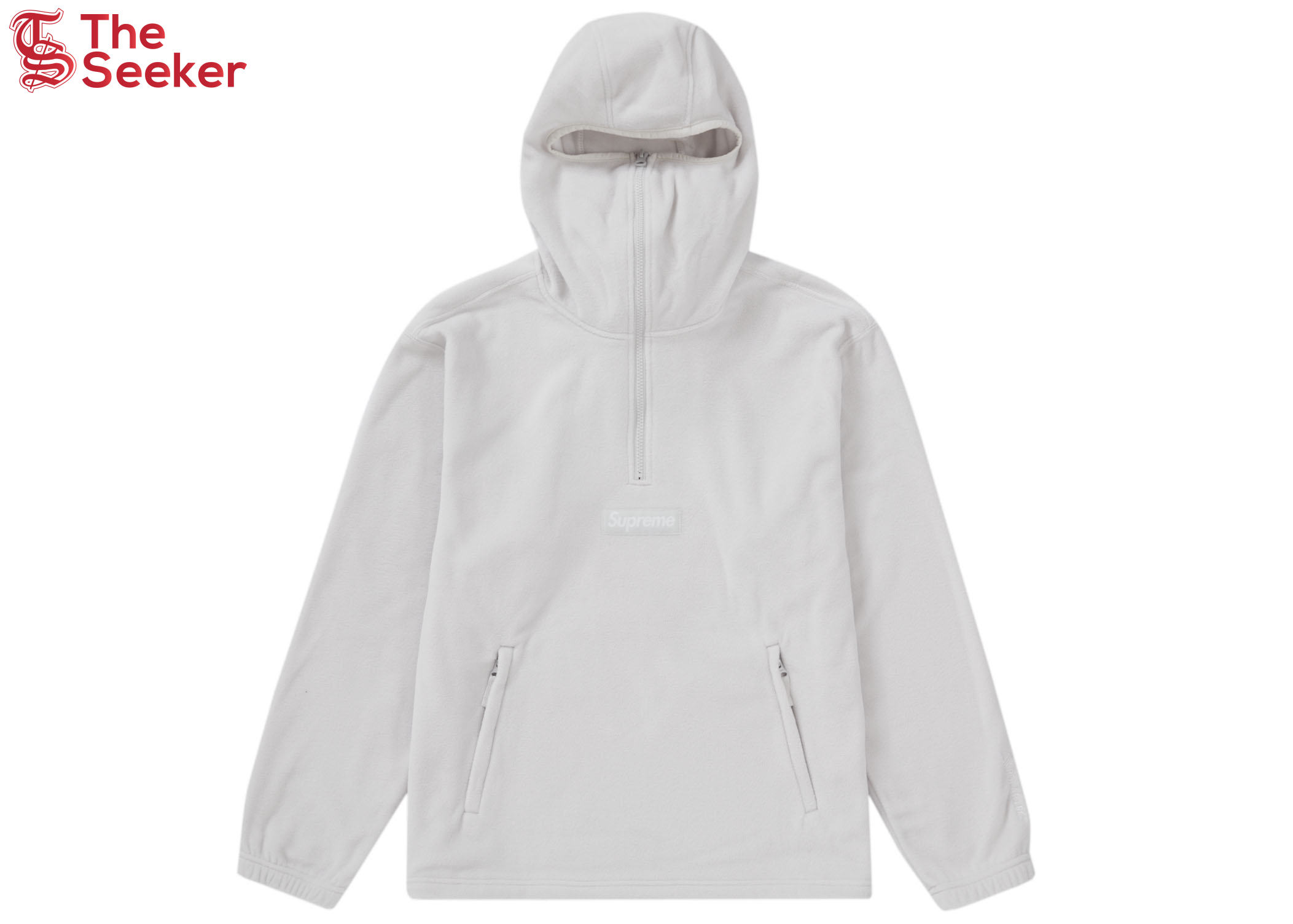 Supreme Polartec Facemask Half Zip Hooded Sweatshirt Light Grey