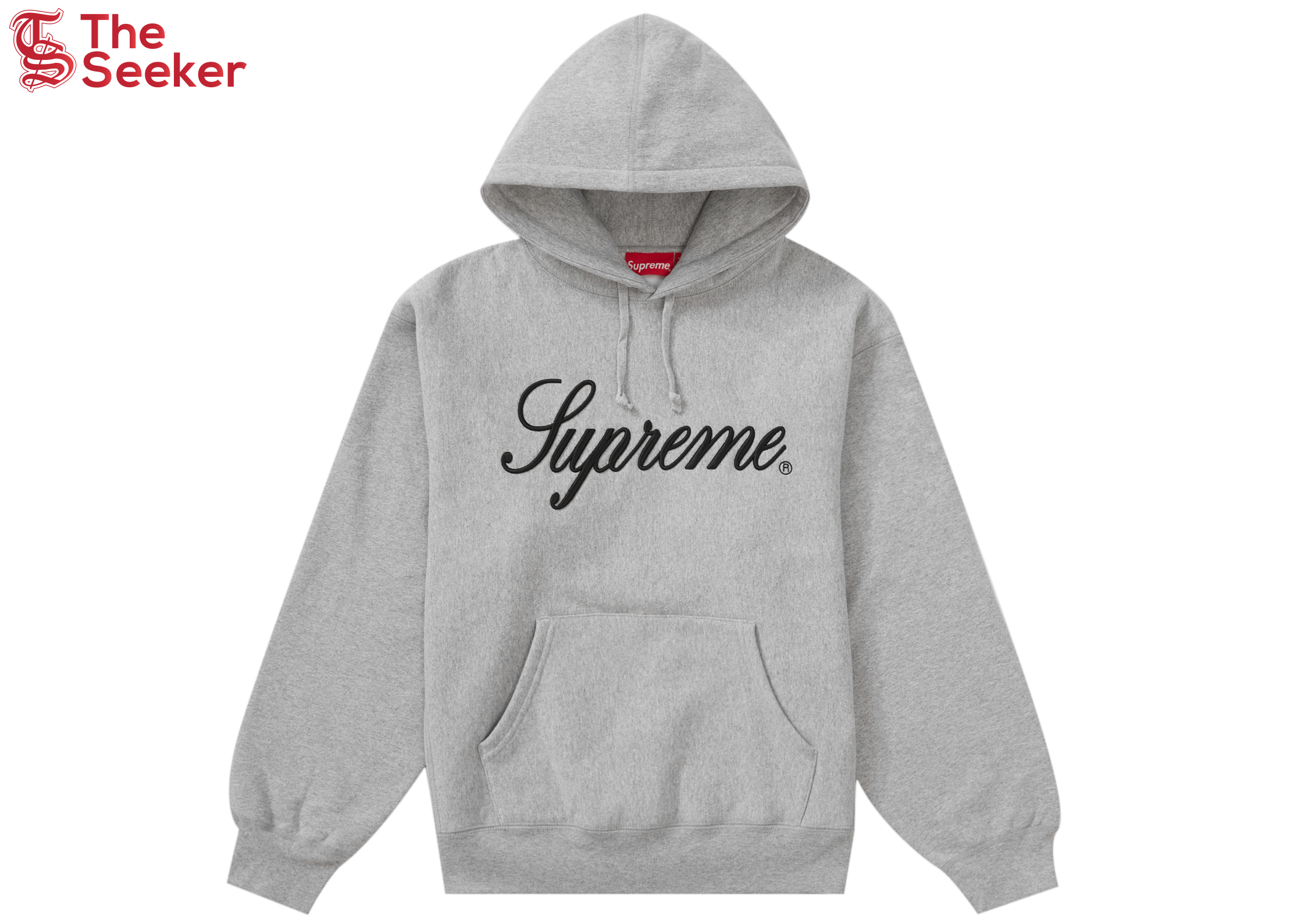 Supreme Raised Script Hooded Sweatshirt Heather Grey