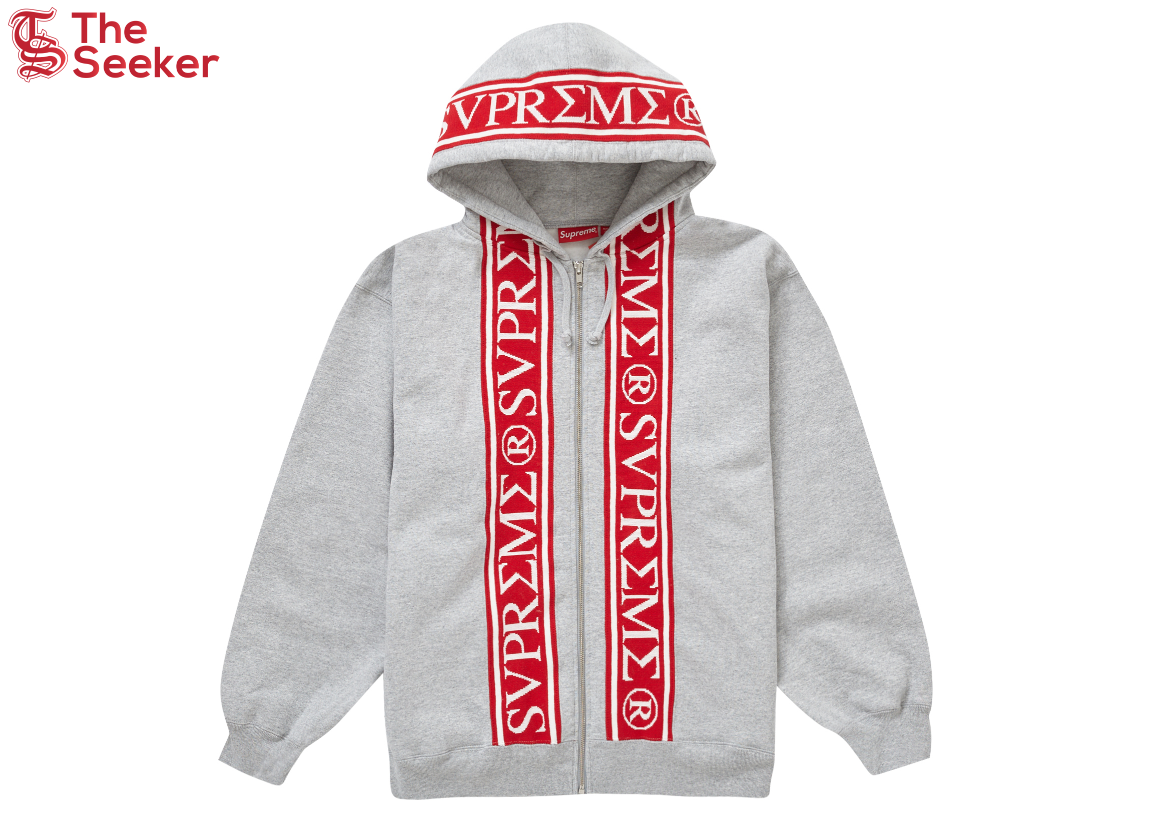 Supreme Roman Zip Up Hooded Sweatshirt Heather Grey