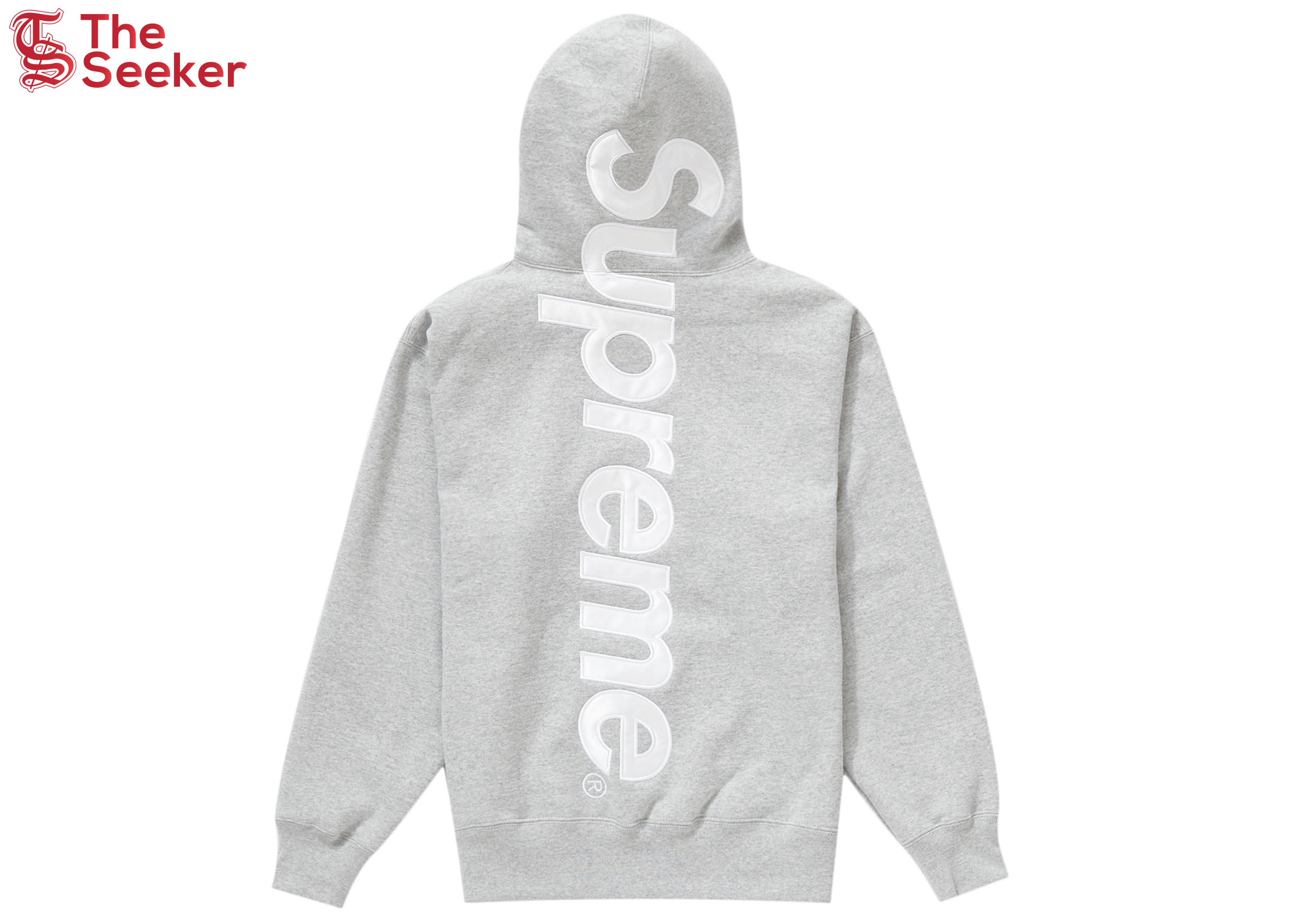 Supreme Satin Appliqué Hooded Sweatshirt Heather Grey