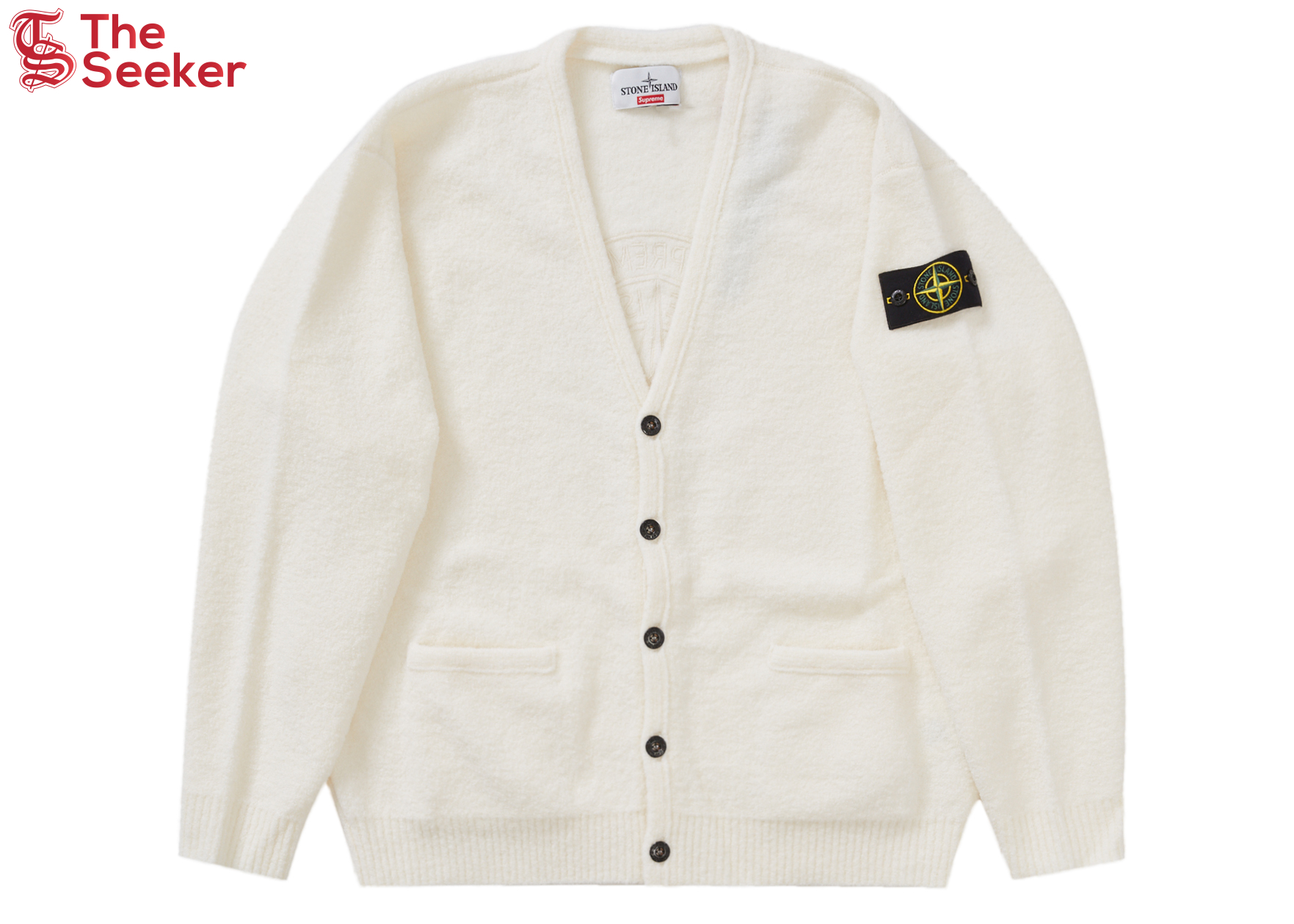 Supreme Stone Island Bouclé Cardigan White