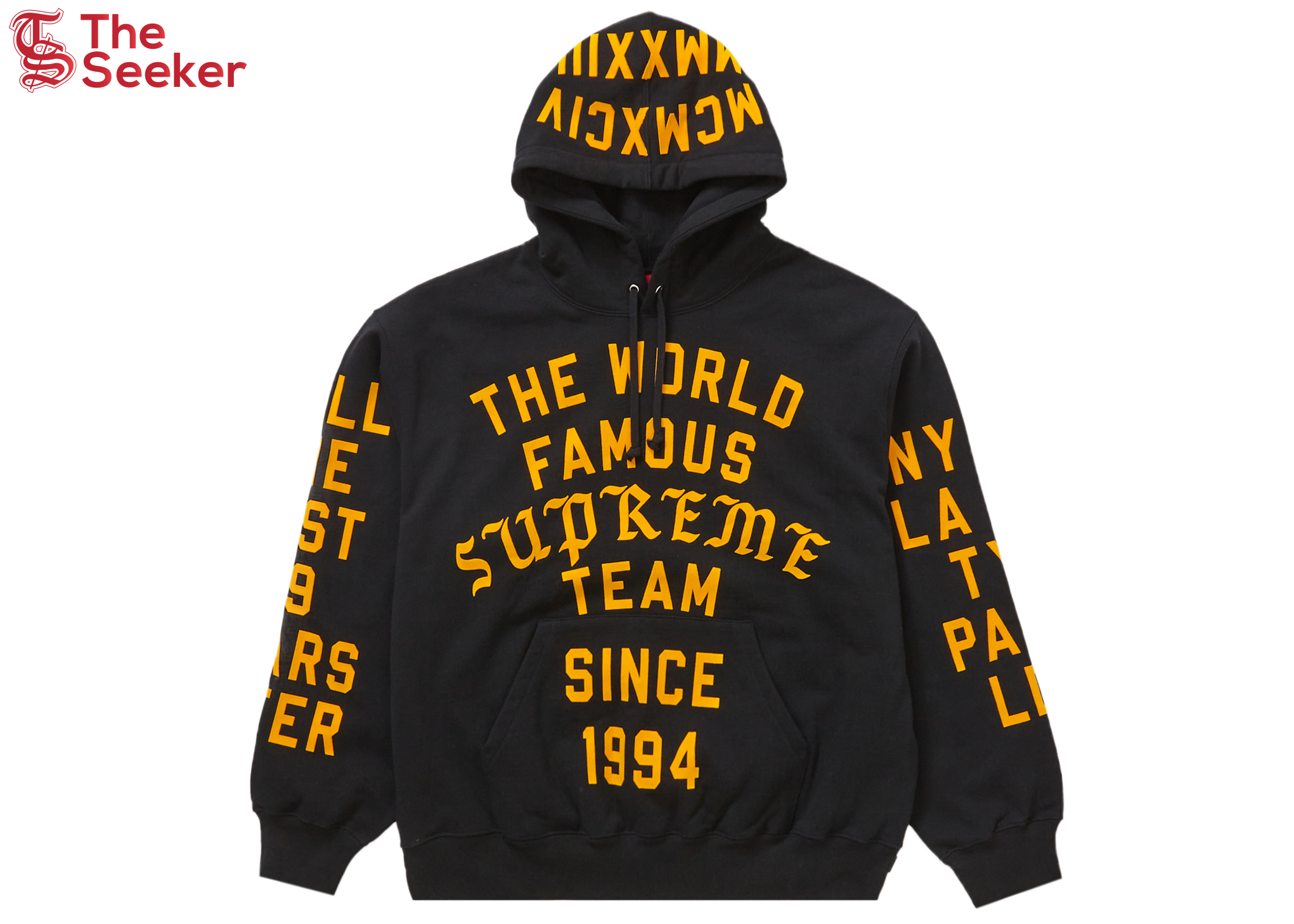 Supreme Team Flocked Hooded Sweatshirt Black