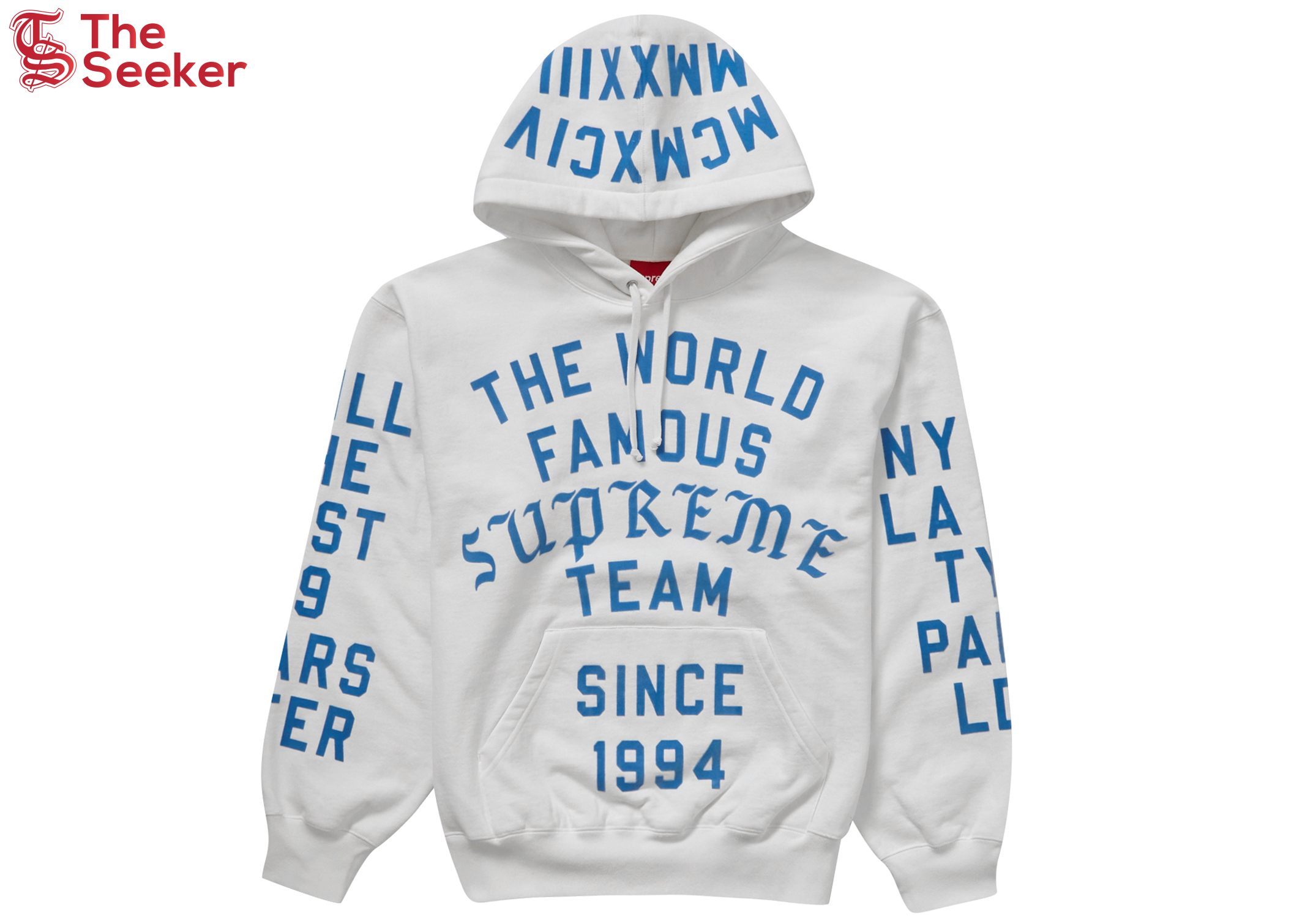 Supreme Team Flocked Hooded Sweatshirt White