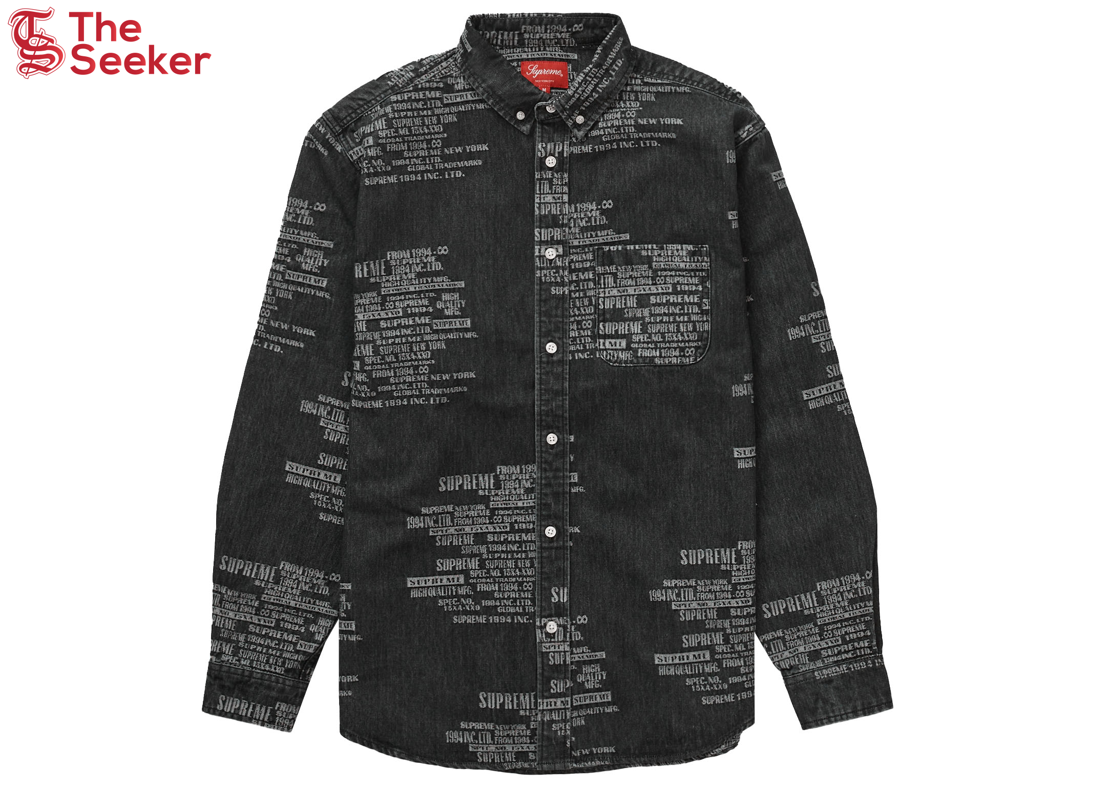 Supreme Trademark Jacquard Denim Shirt Washed Black