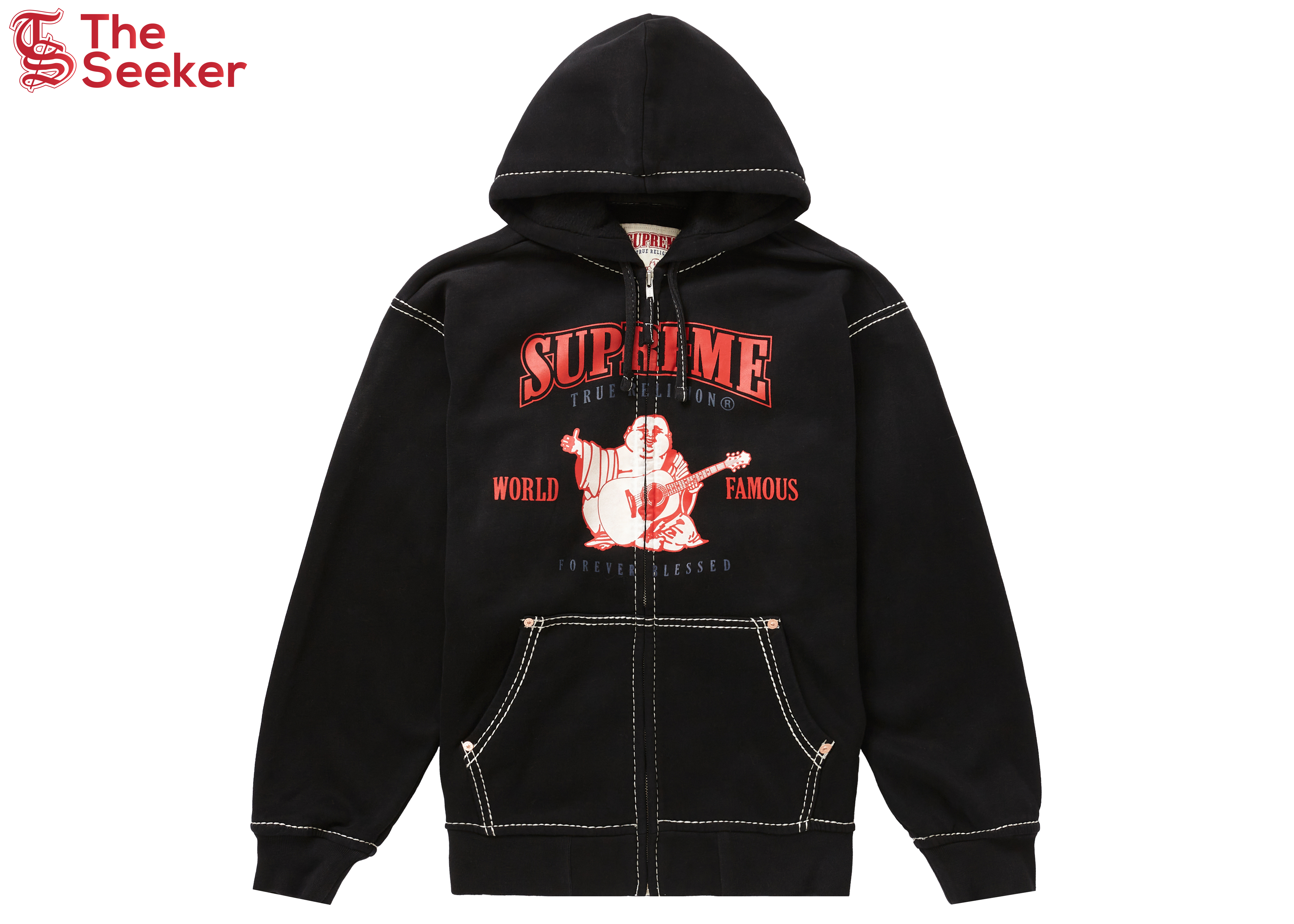 Supreme True Religion Zip Up Hooded Sweatshirt Black