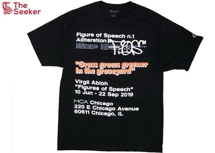 Virgil Abloh MCA Figures of Speech Grass Graveyard (Blue Text) Tee Black